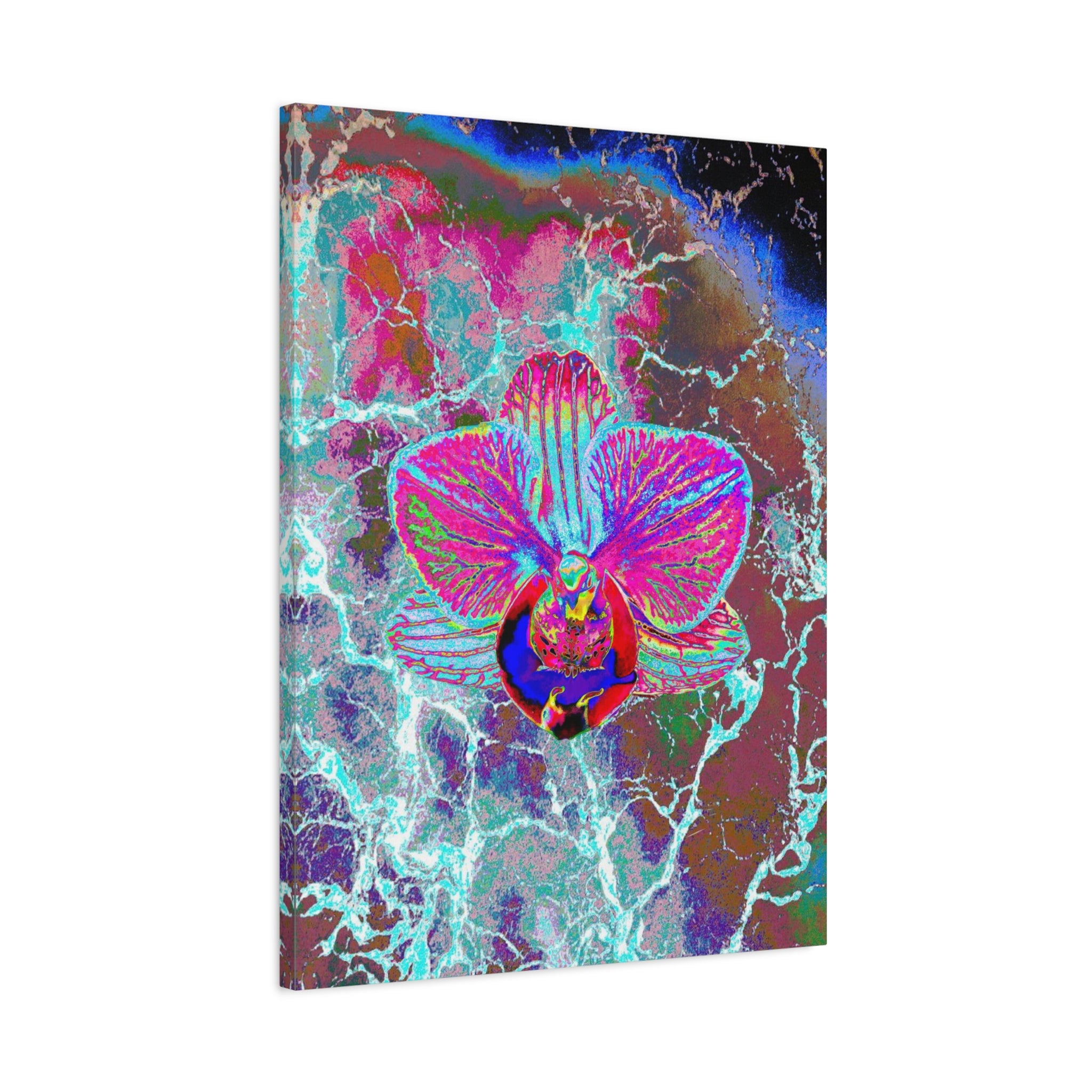Neon Orchid Matte Canvas Wall Art – Vibrant Abstract Floral Print, Stretched 1.25"