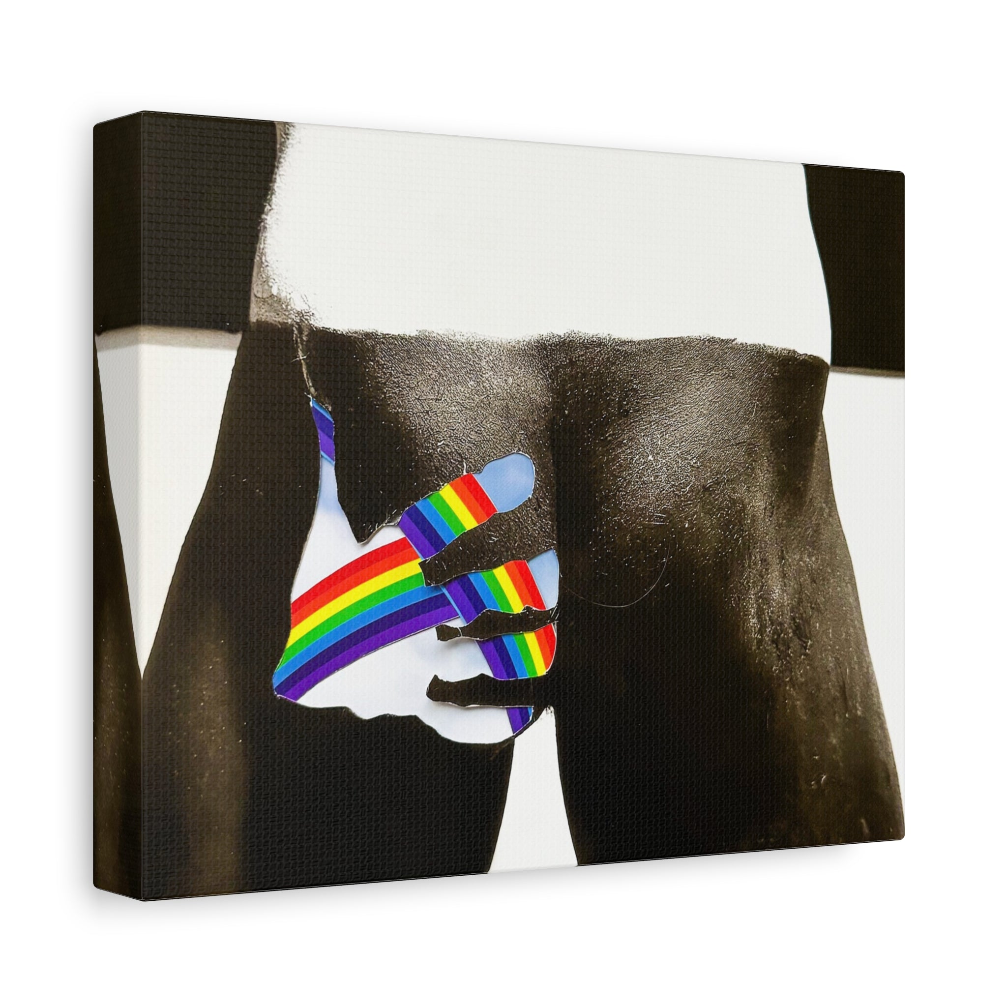 Canvas Print — Black & White Photo with Rainbow Hand Accent