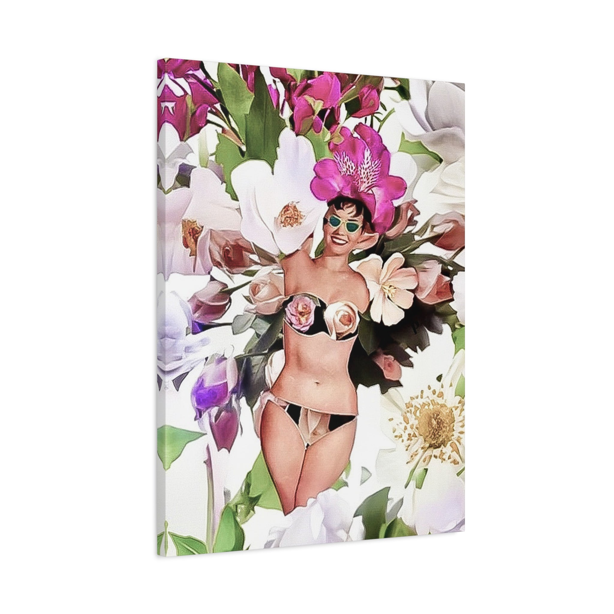 Vintage Pinup Floral Canvas Print