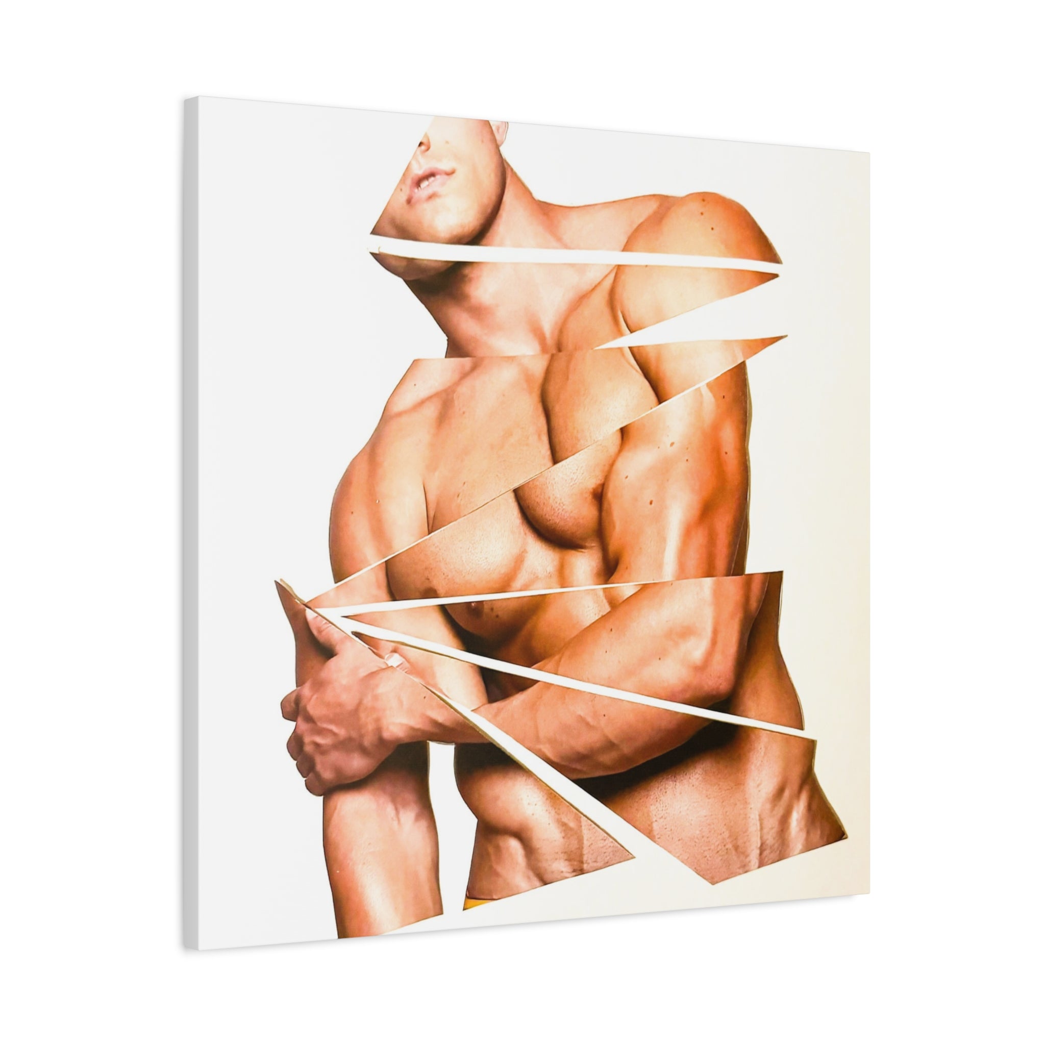 Abstract Sliced Male Torso Matte Canvas Wall Art — Stretched 1.25"