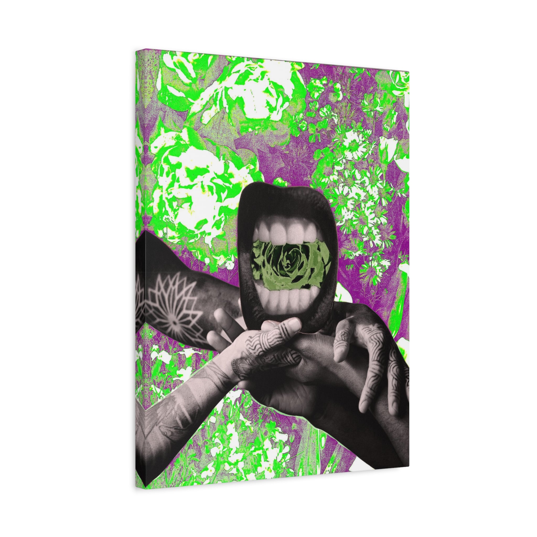 Surreal Floral Mouth Matte Canvas Print