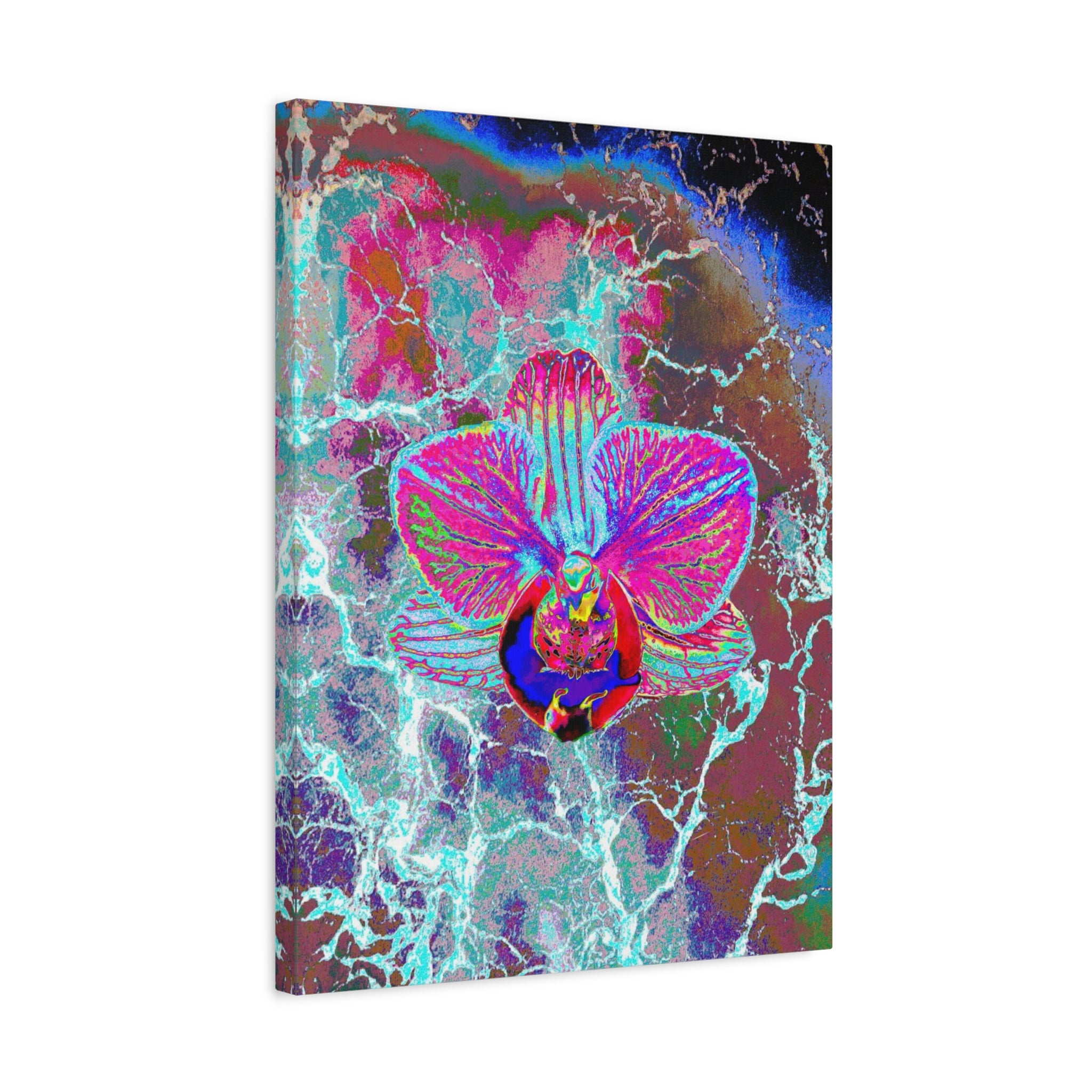 Neon Orchid Matte Canvas Wall Art – Vibrant Abstract Floral Print, Stretched 1.25"