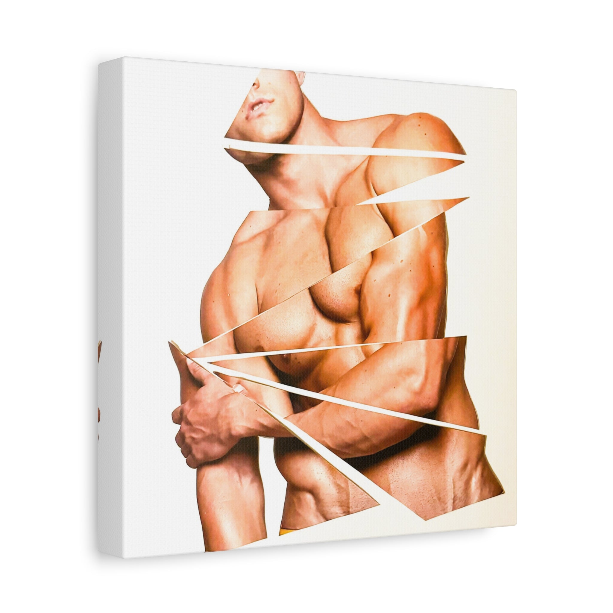 Abstract Sliced Male Torso Matte Canvas Wall Art — Stretched 1.25"