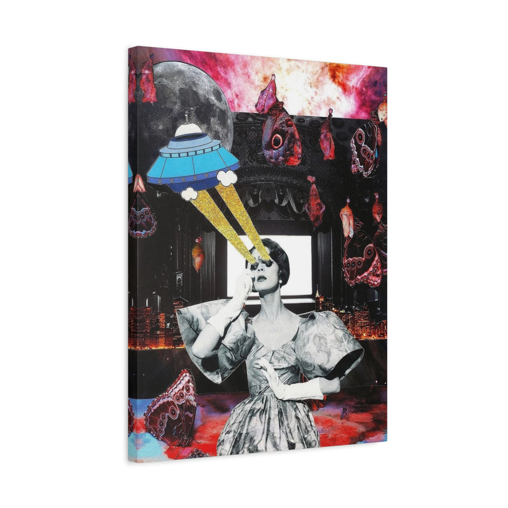 Surreal UFO Vintage Collage Canvas