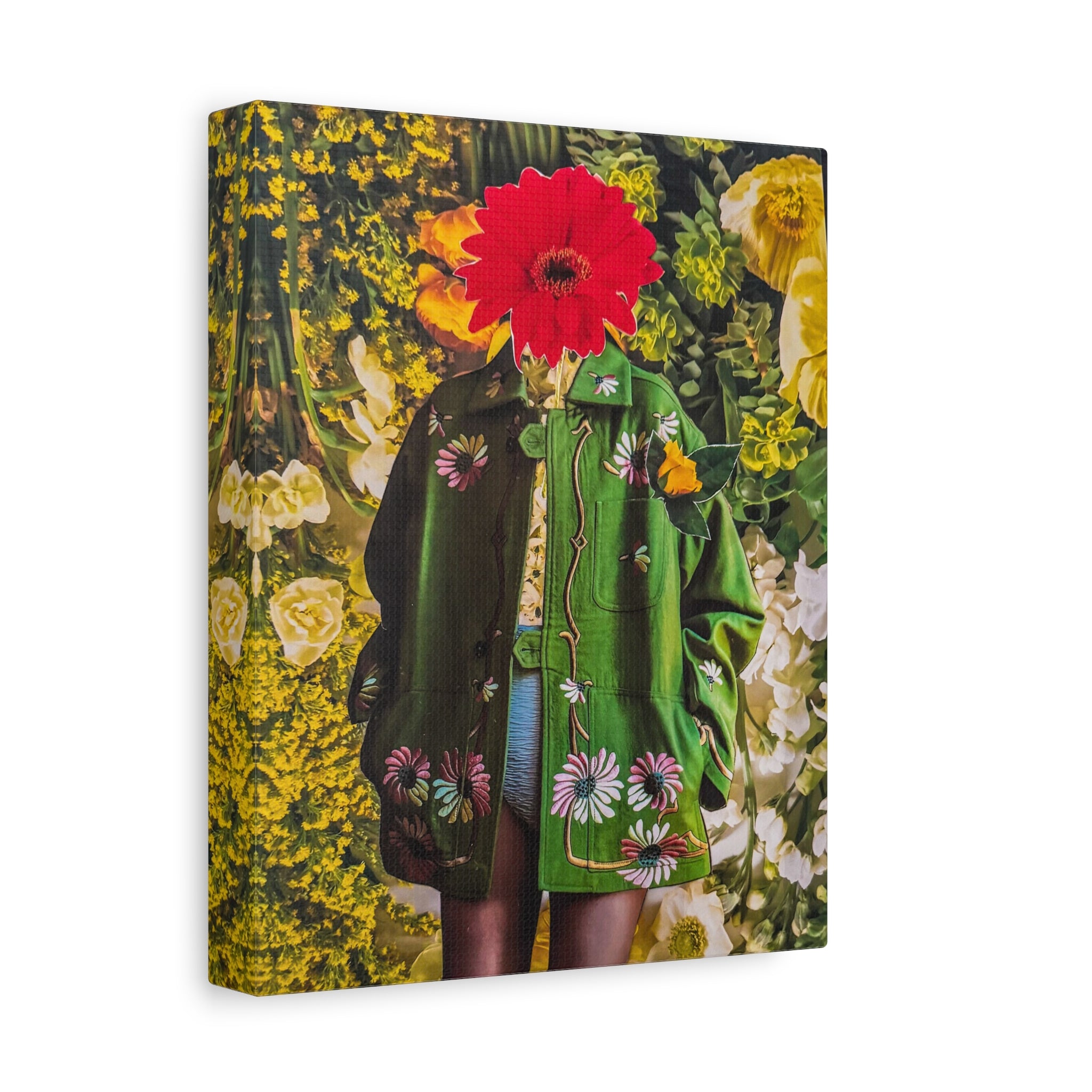 Floral Portrait Matte Stretched Canvas — Red Flower Head Art Print