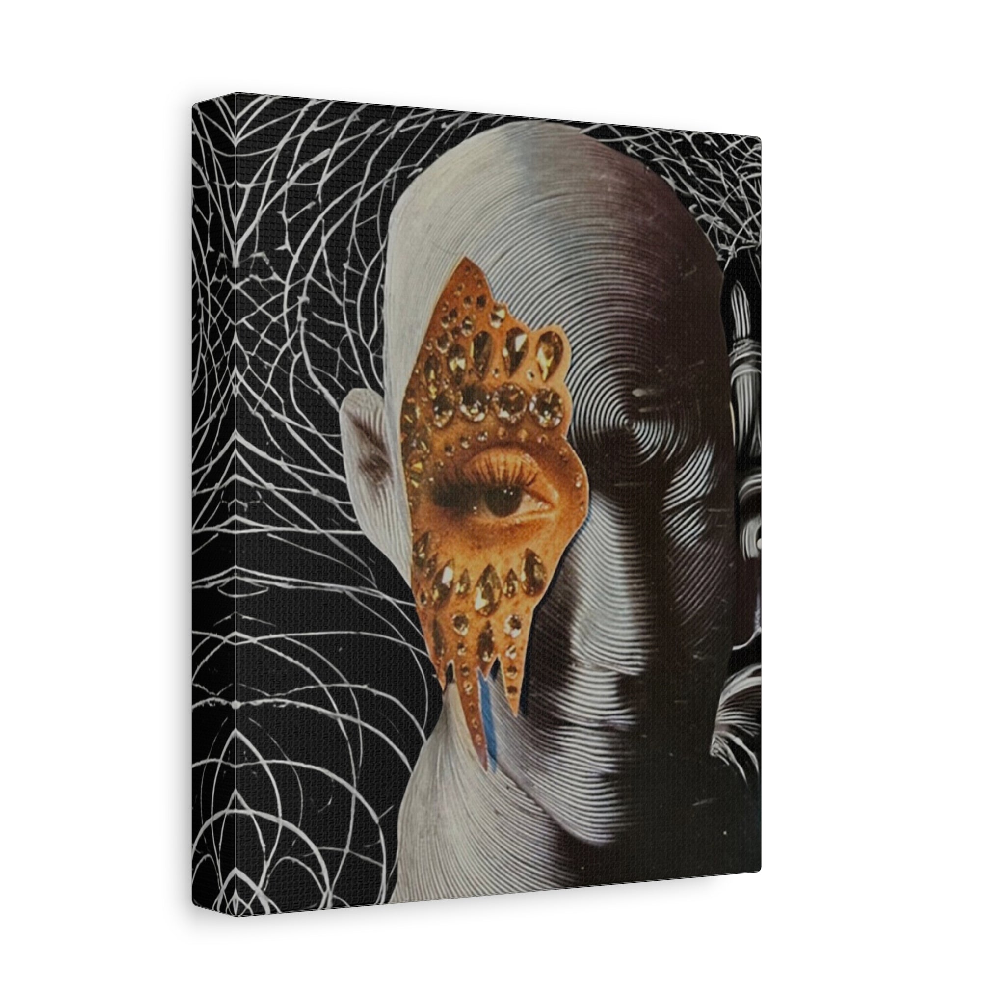 Surreal Masked Portrait Canvas — Matte Stretched Wall Art