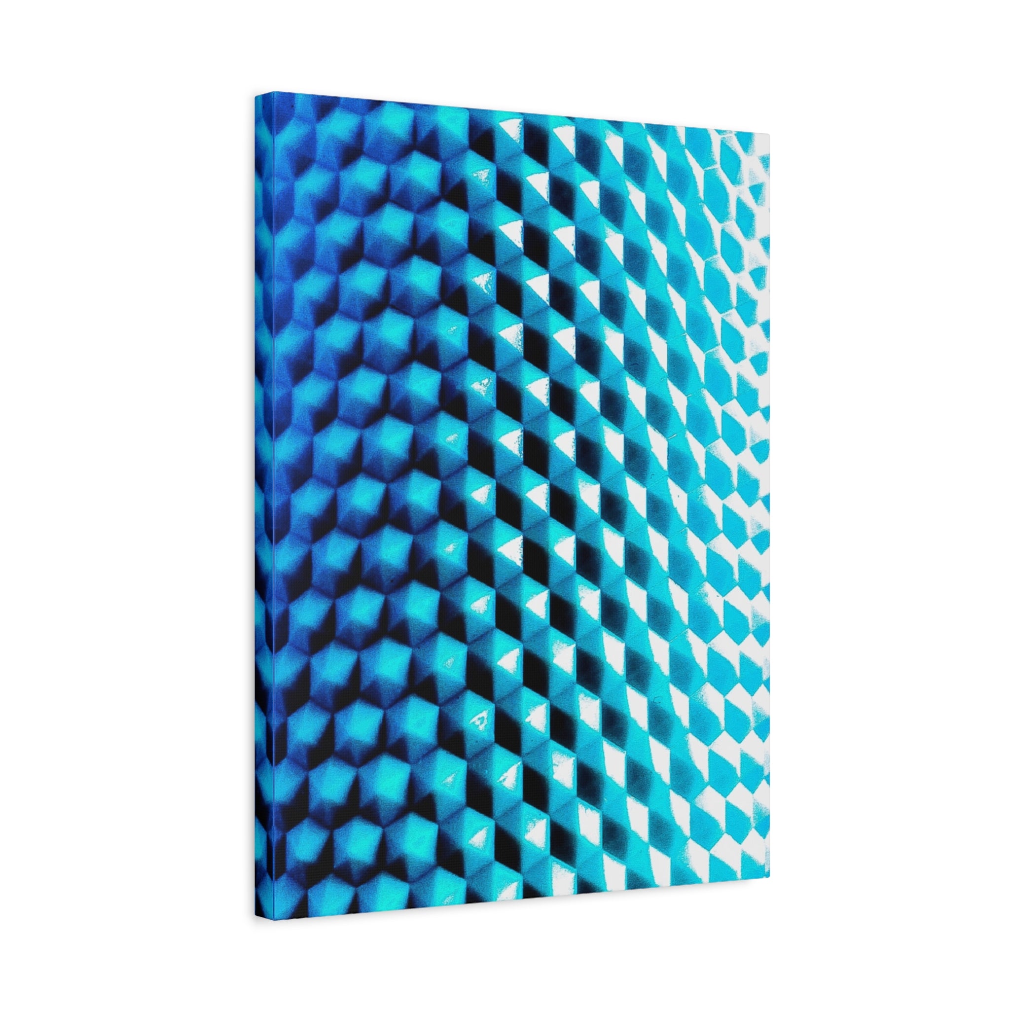 Blue Geometric Pattern Matte Stretched Canvas (1.25") — Abstract Modern Wall Art