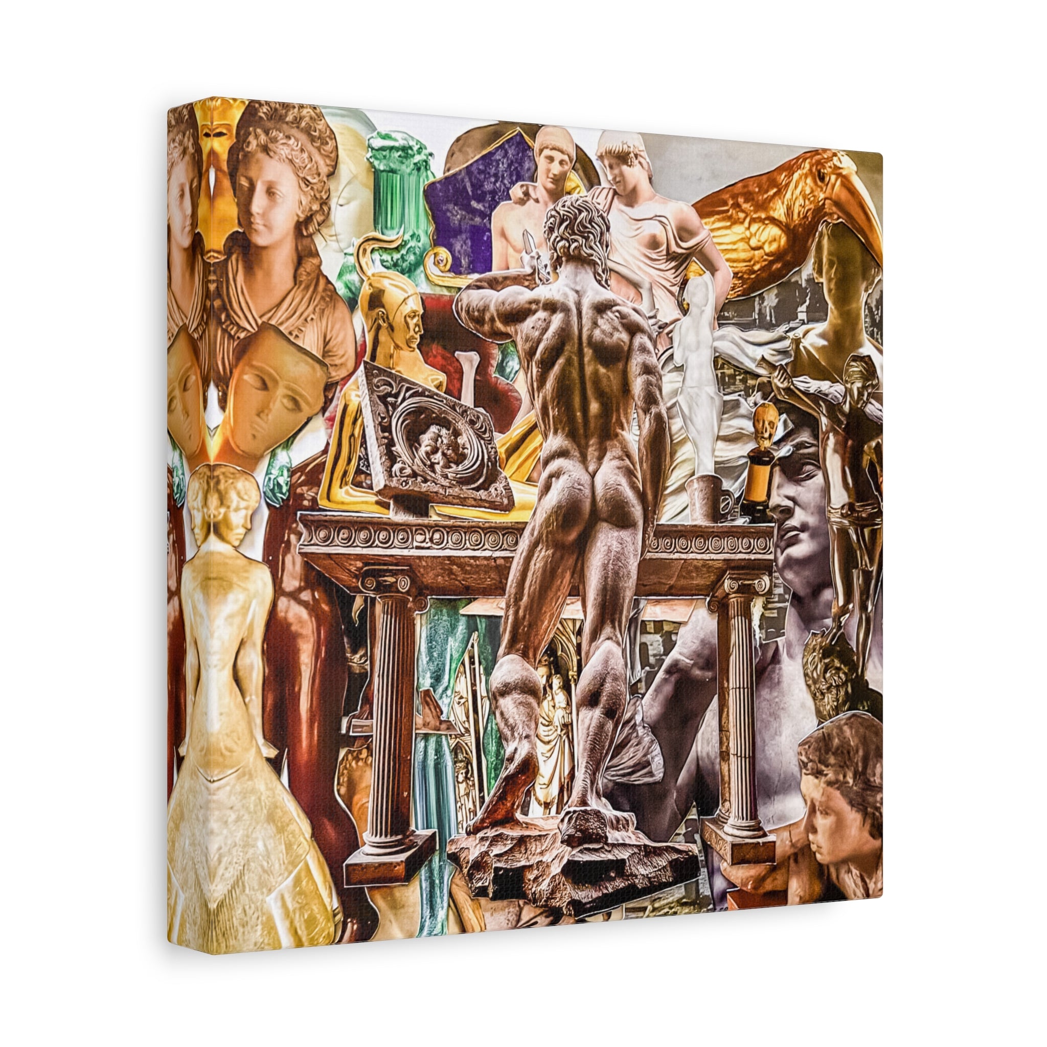 Classical Sculpture Collage Canvas Print — Vintage Museum Art Wall Decor