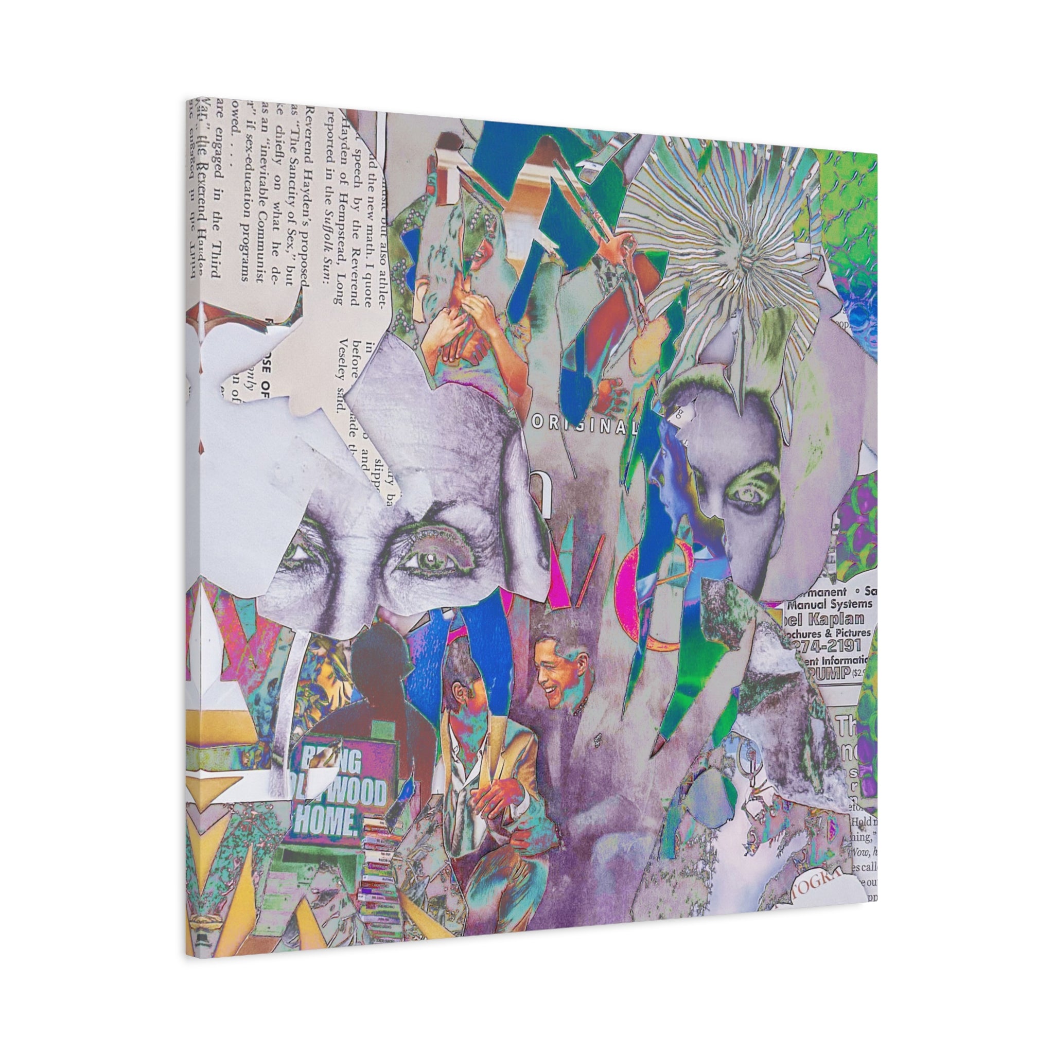 Surreal Collage Canvas Print — Abstract Faces & Vintage Collage Art