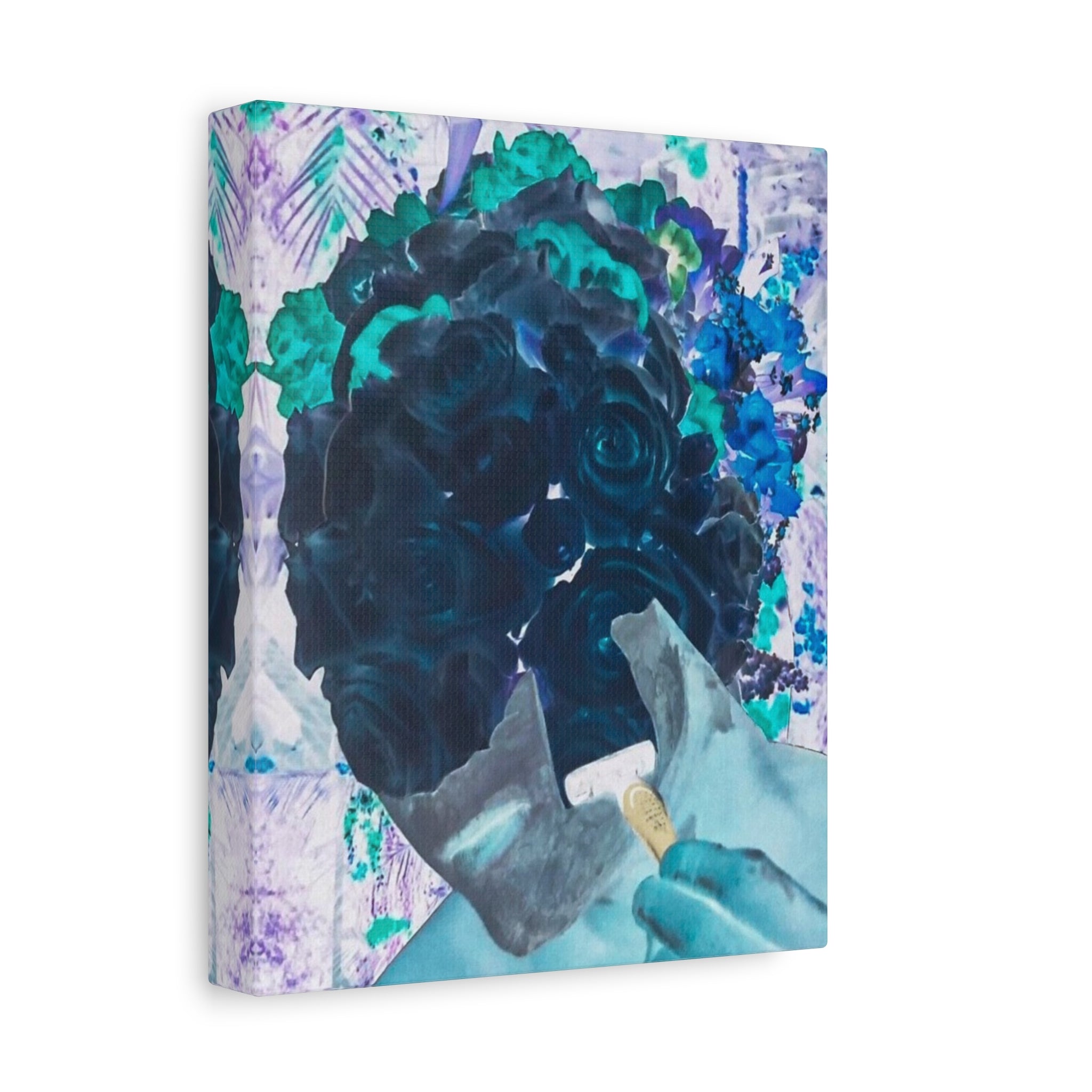 Abstract Floral Canvas Print — Surreal Rose Head Art on Stretched Matte Canvas
