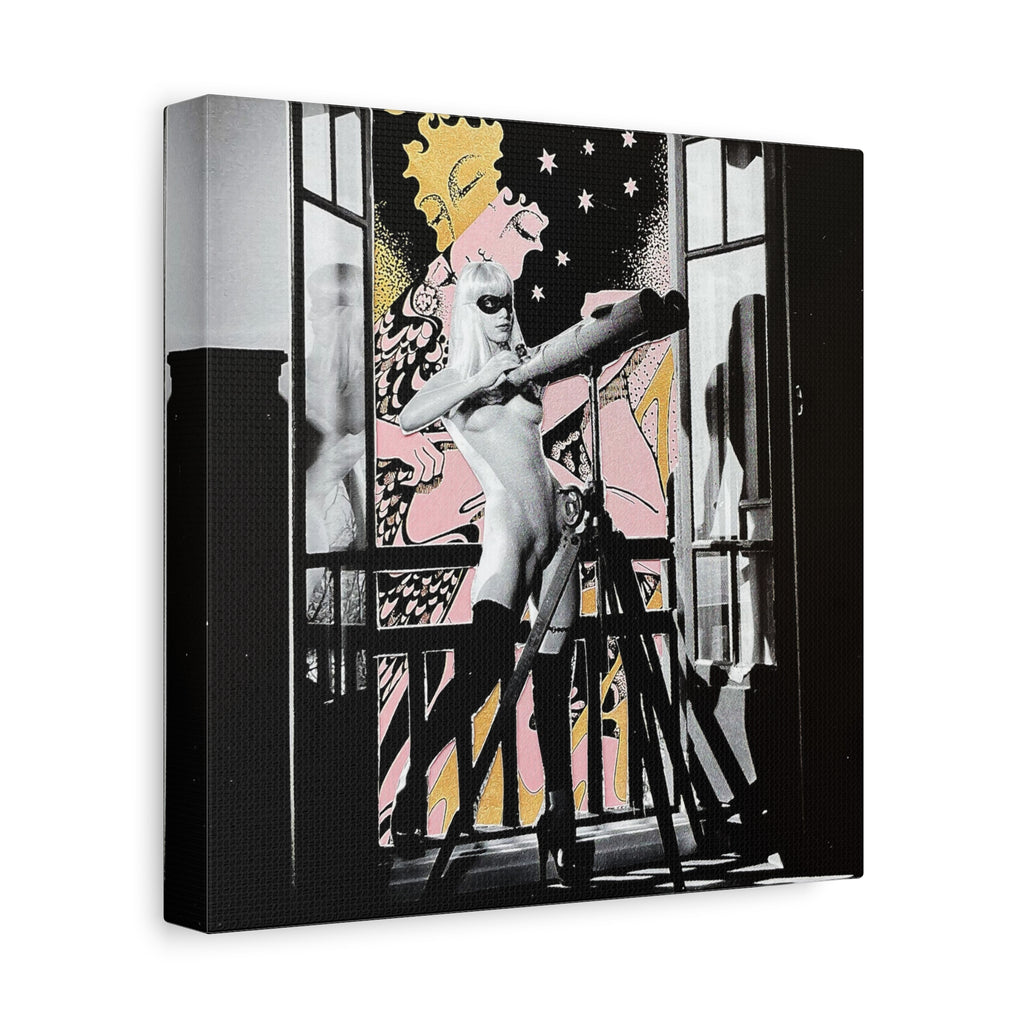 Surreal Pop Art Canvas Print — Nude Figure & Dreamscape Window