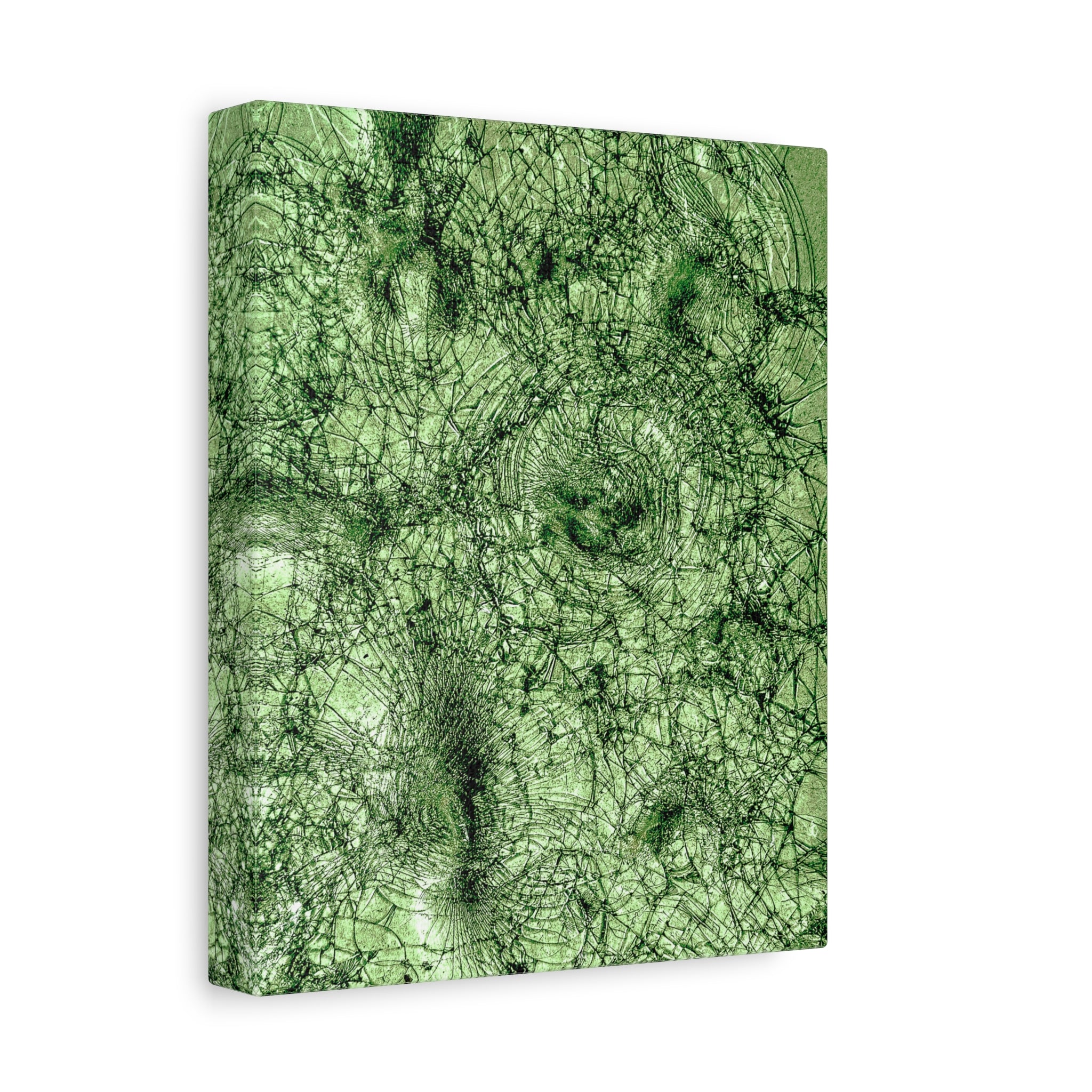 Abstract Green Texture Canvas Print — Organic Fractal Wall Art