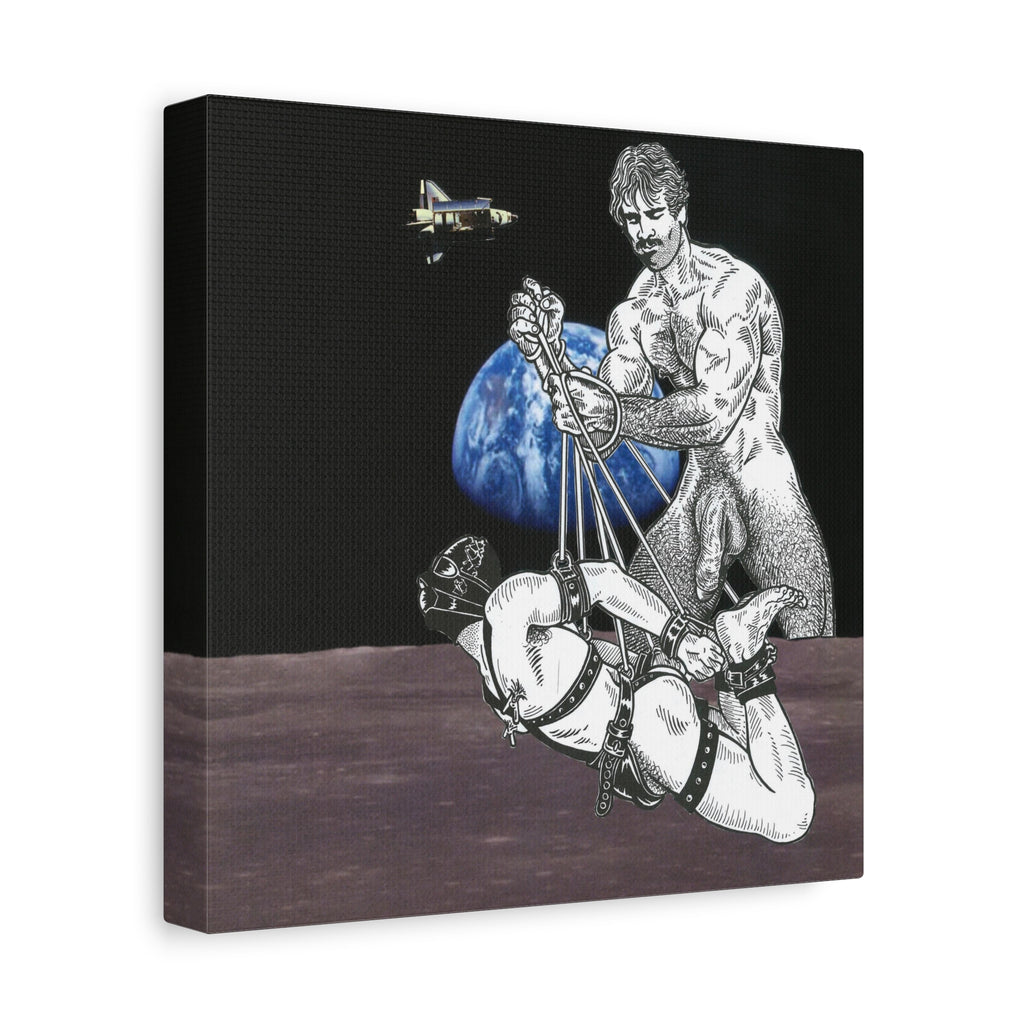 Erotic Bondage Space Art Canvas — Vintage Leather BDSM Illustration