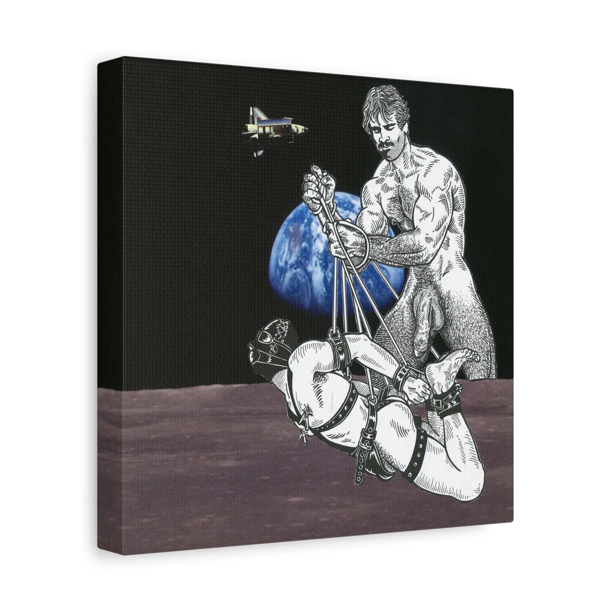 Erotic Bondage Space Art Canvas — Vintage Leather BDSM Illustration