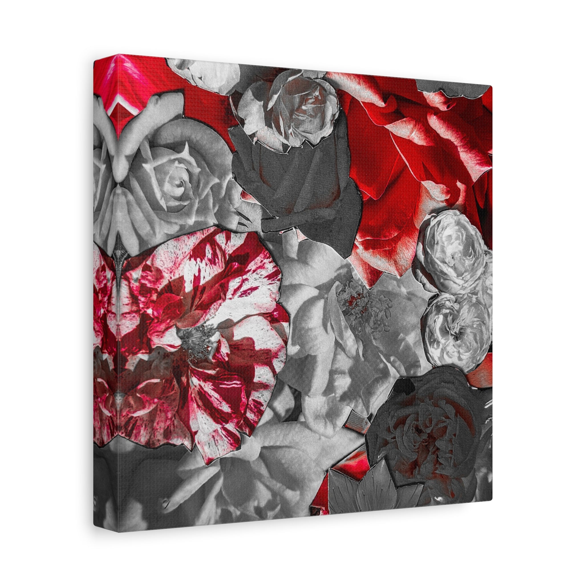 Red & Gray Floral Matte Canvas Wall Art — Stretched 1.25"