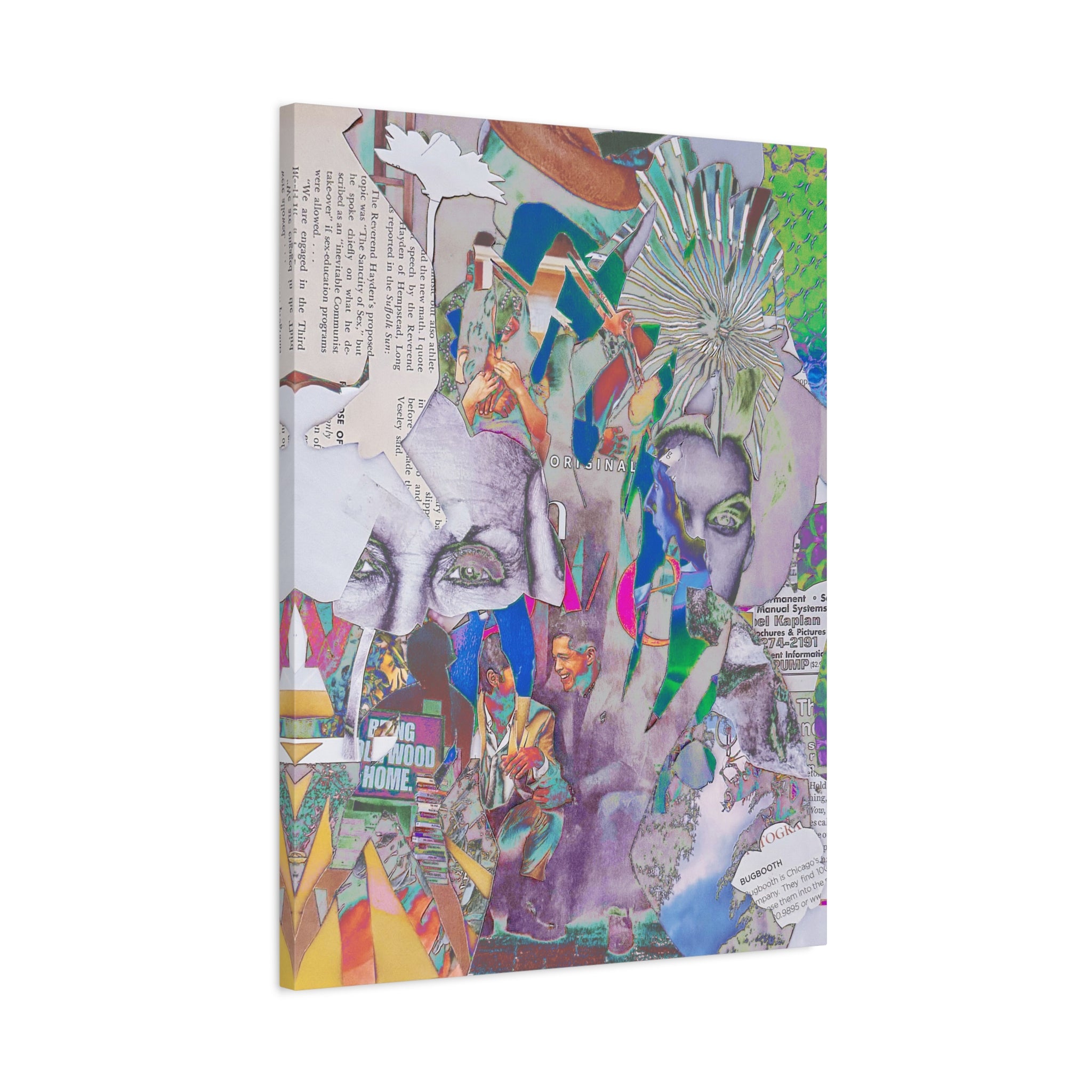 Surreal Collage Canvas Print — Abstract Faces & Vintage Collage Art