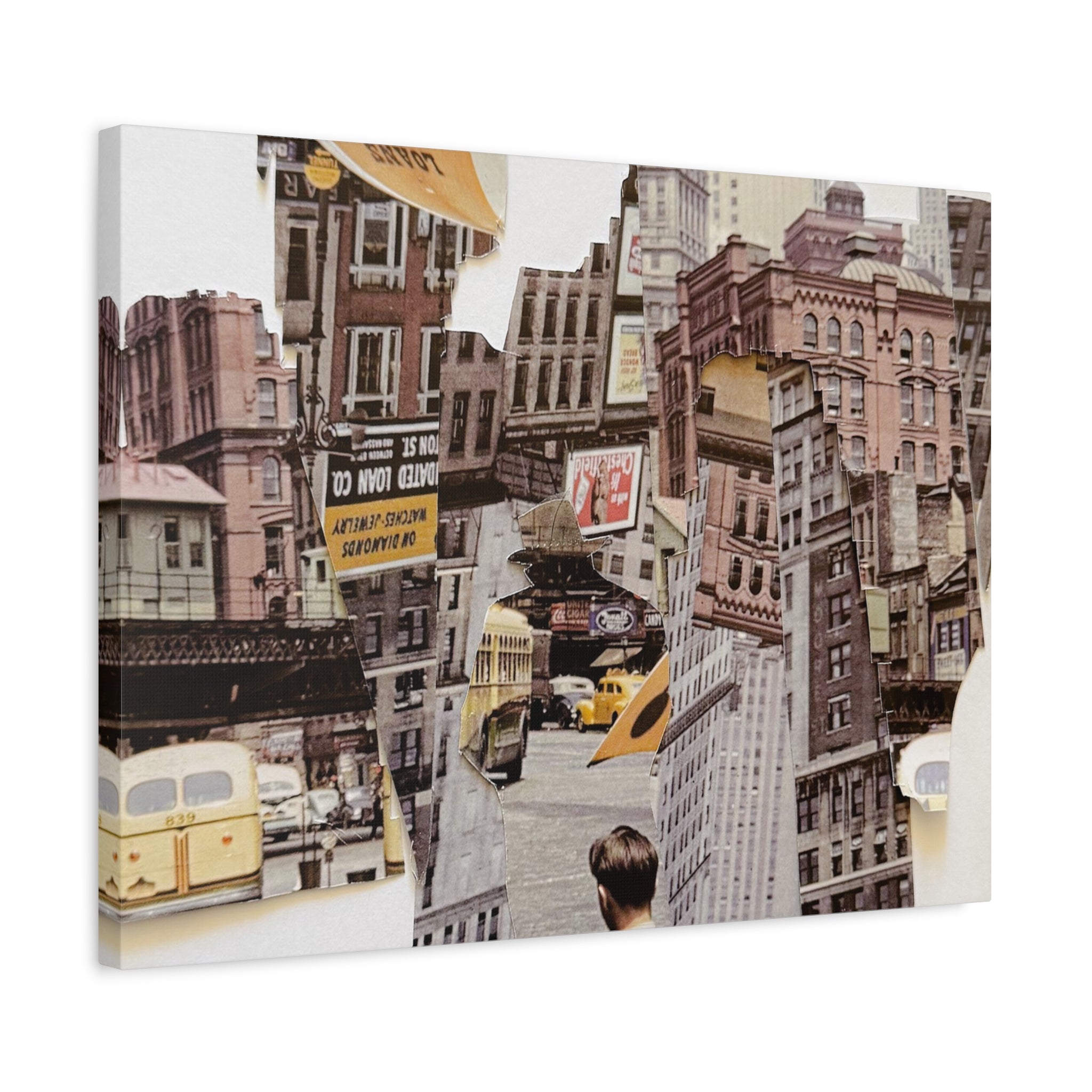 Vintage City Collage Matte Canvas Art - Stretched 1.25"