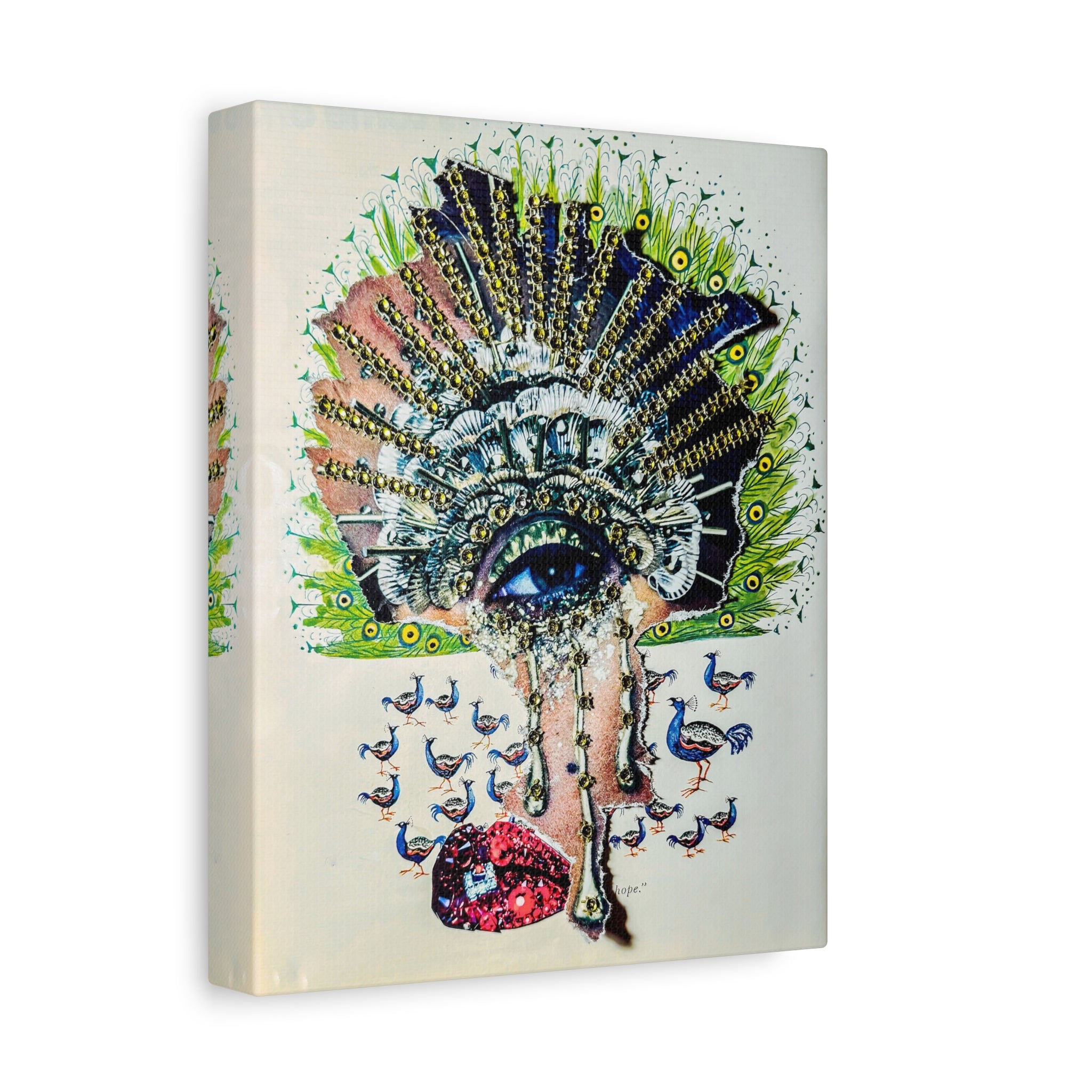 Surreal Peacock Eye Canvas Art — Decorative Stretched Matte Wall Print