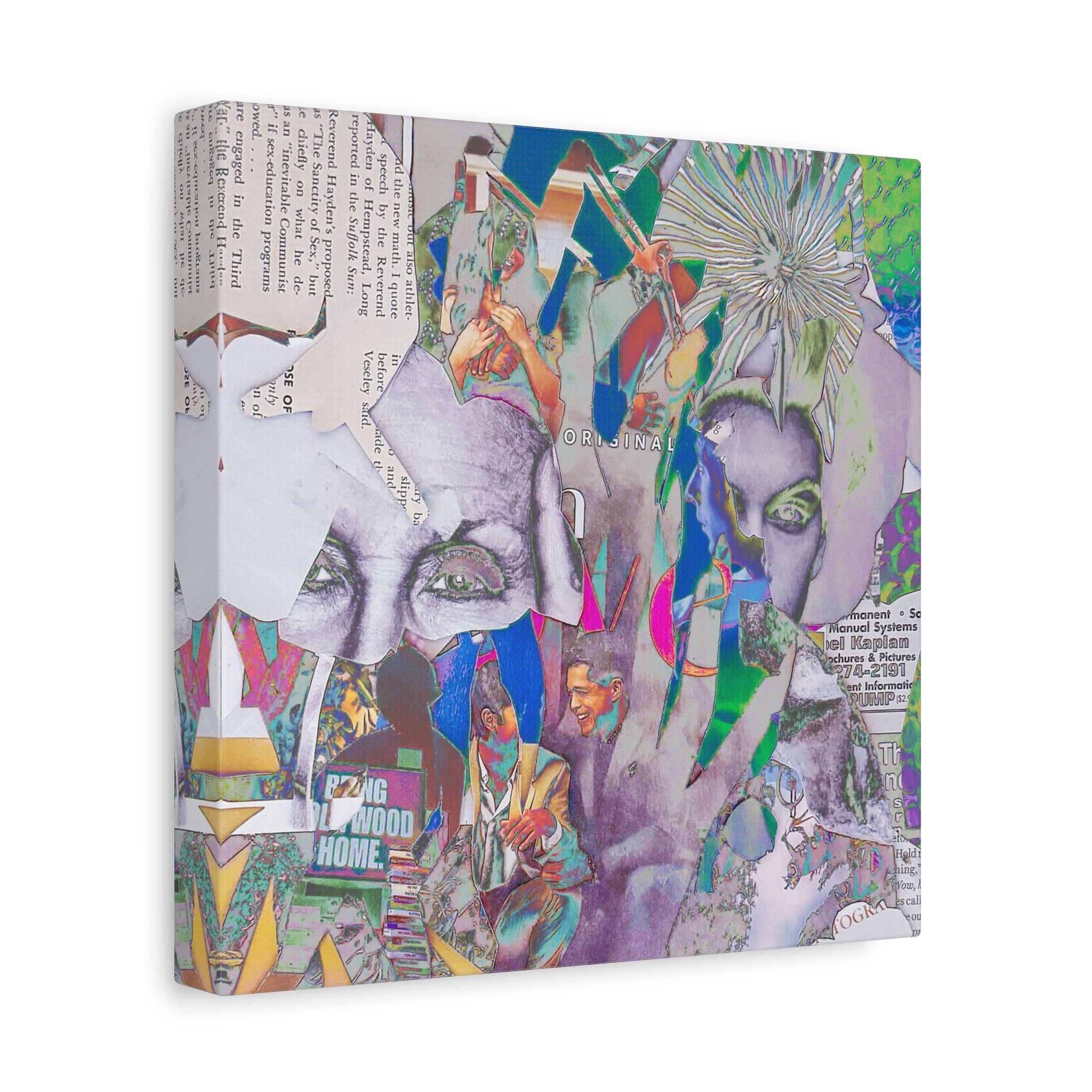 Surreal Collage Canvas Print — Abstract Faces & Vintage Collage Art