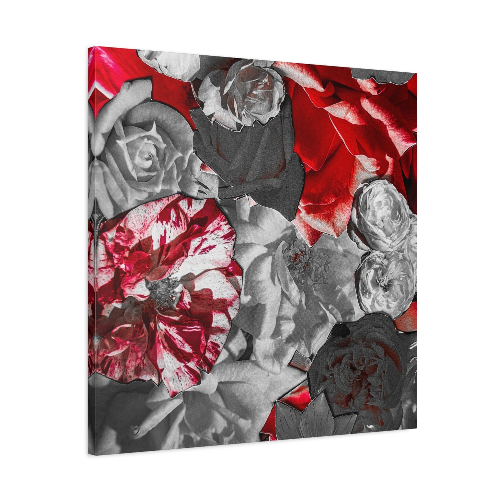 Red & Gray Floral Matte Canvas Wall Art — Stretched 1.25"