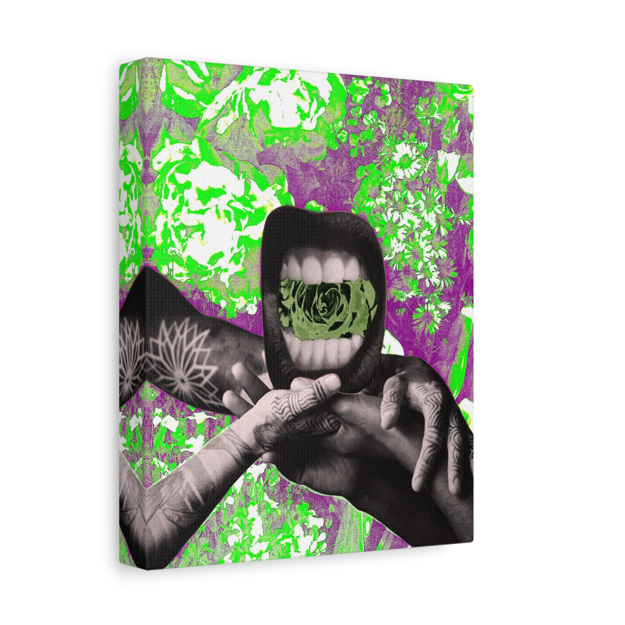Surreal Floral Mouth Matte Canvas Print