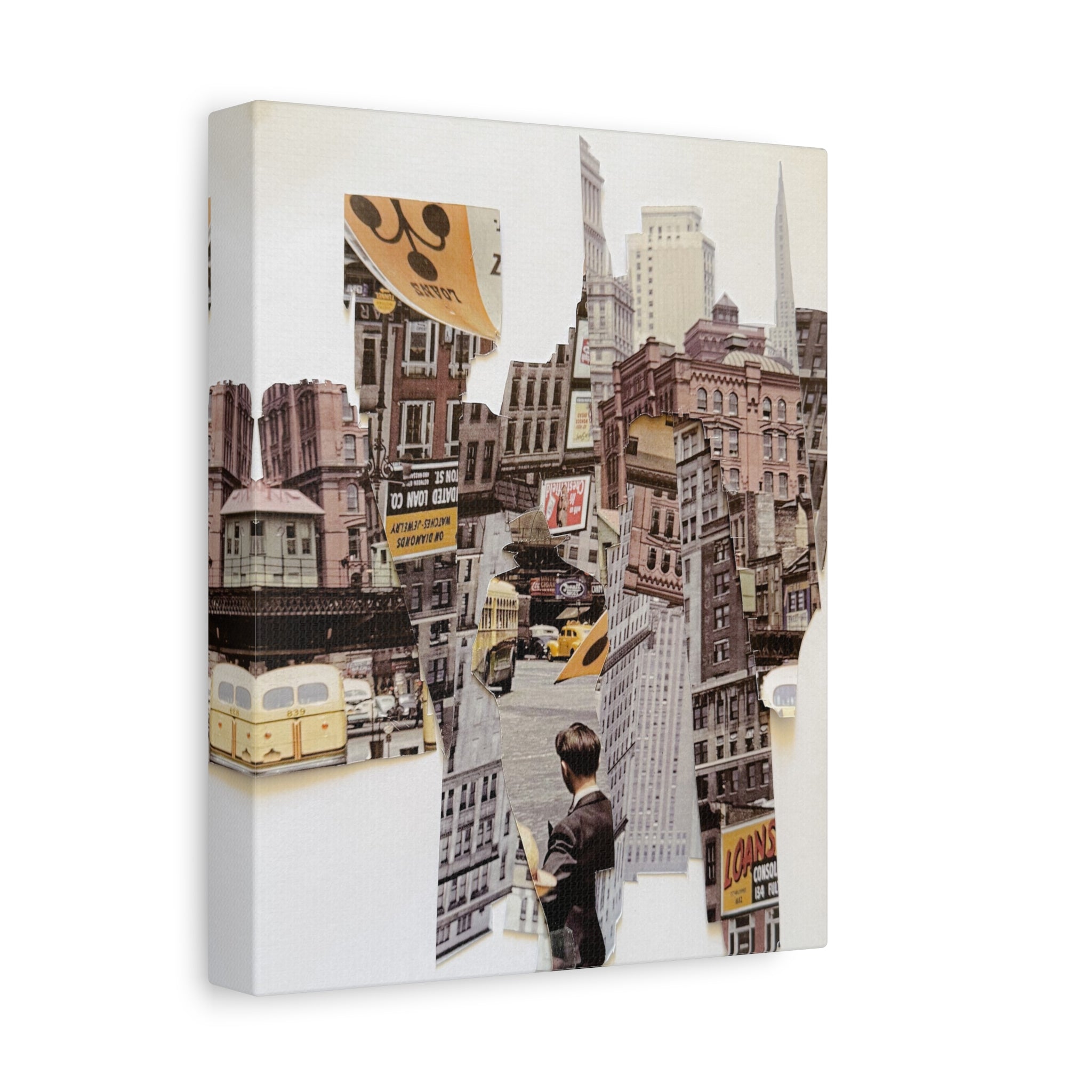 Vintage City Collage Matte Canvas Art - Stretched 1.25"