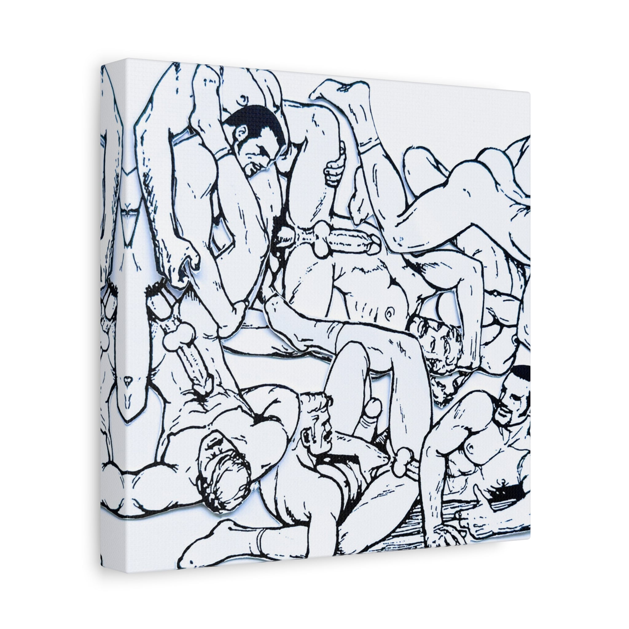 Nude Wrestling Pile Matte Canvas Print — Stretched 1.25" Wall Art