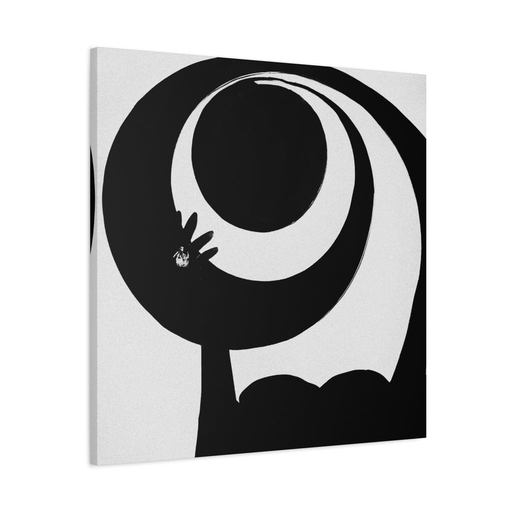 Abstract Black & White Canvas Art — Minimalist Spiral Silhouette