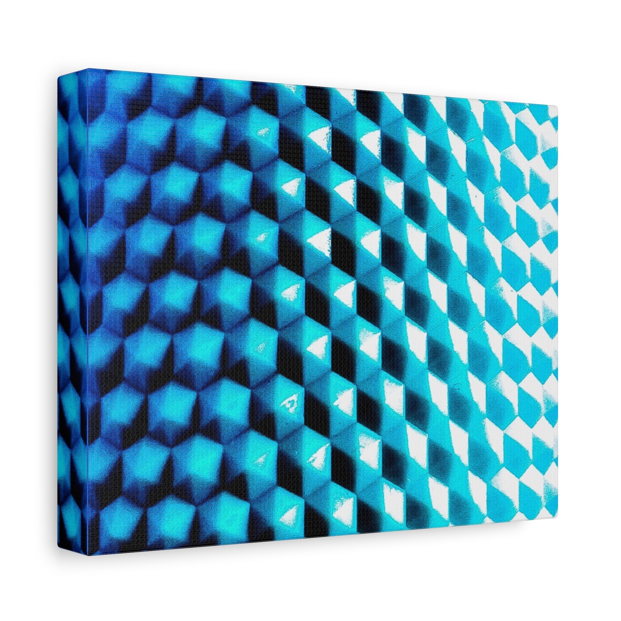 Blue Geometric Pattern Matte Stretched Canvas (1.25") — Abstract Modern Wall Art