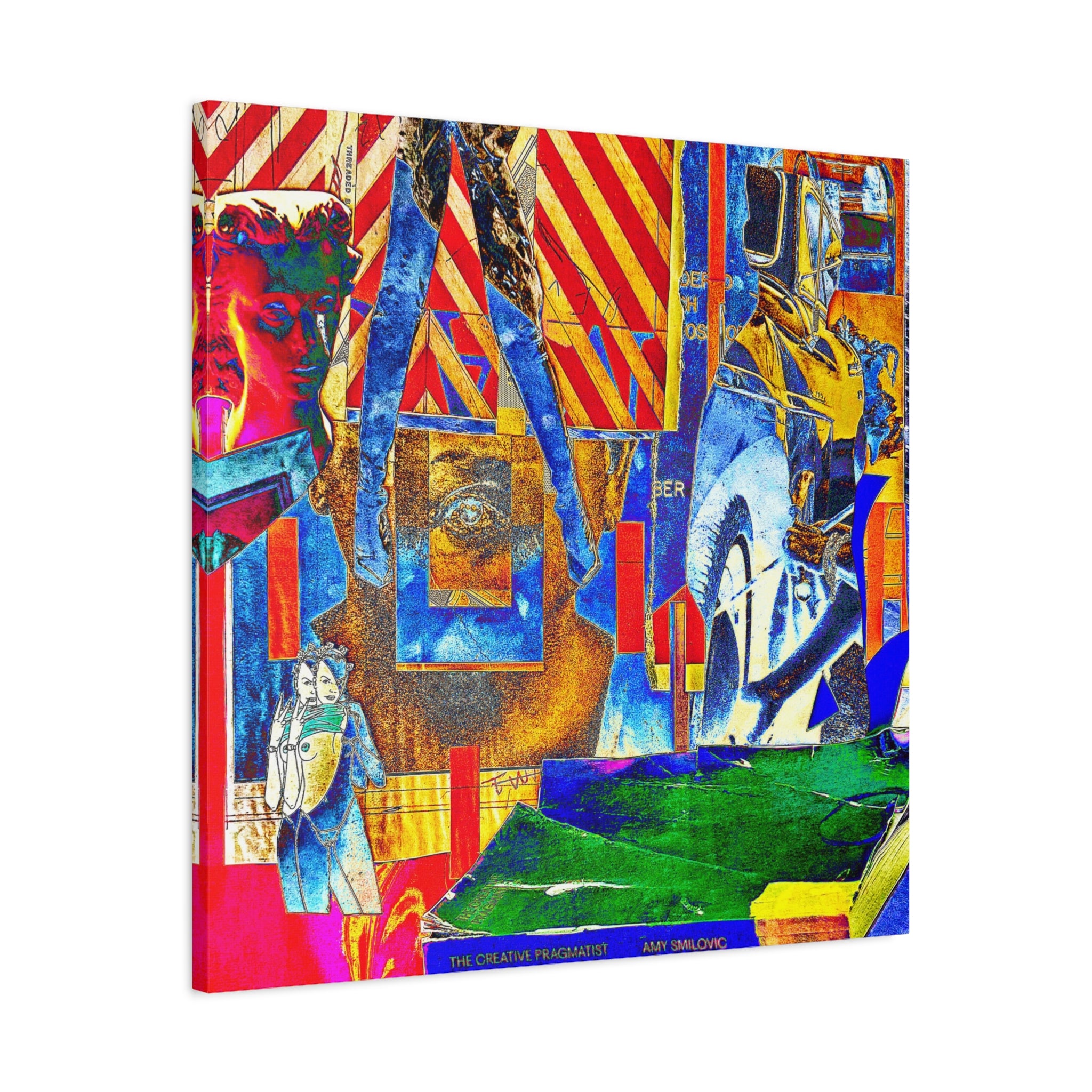 Abstract Urban Collage Matte Canvas Print — Colorful Mixed-Media Wall Art