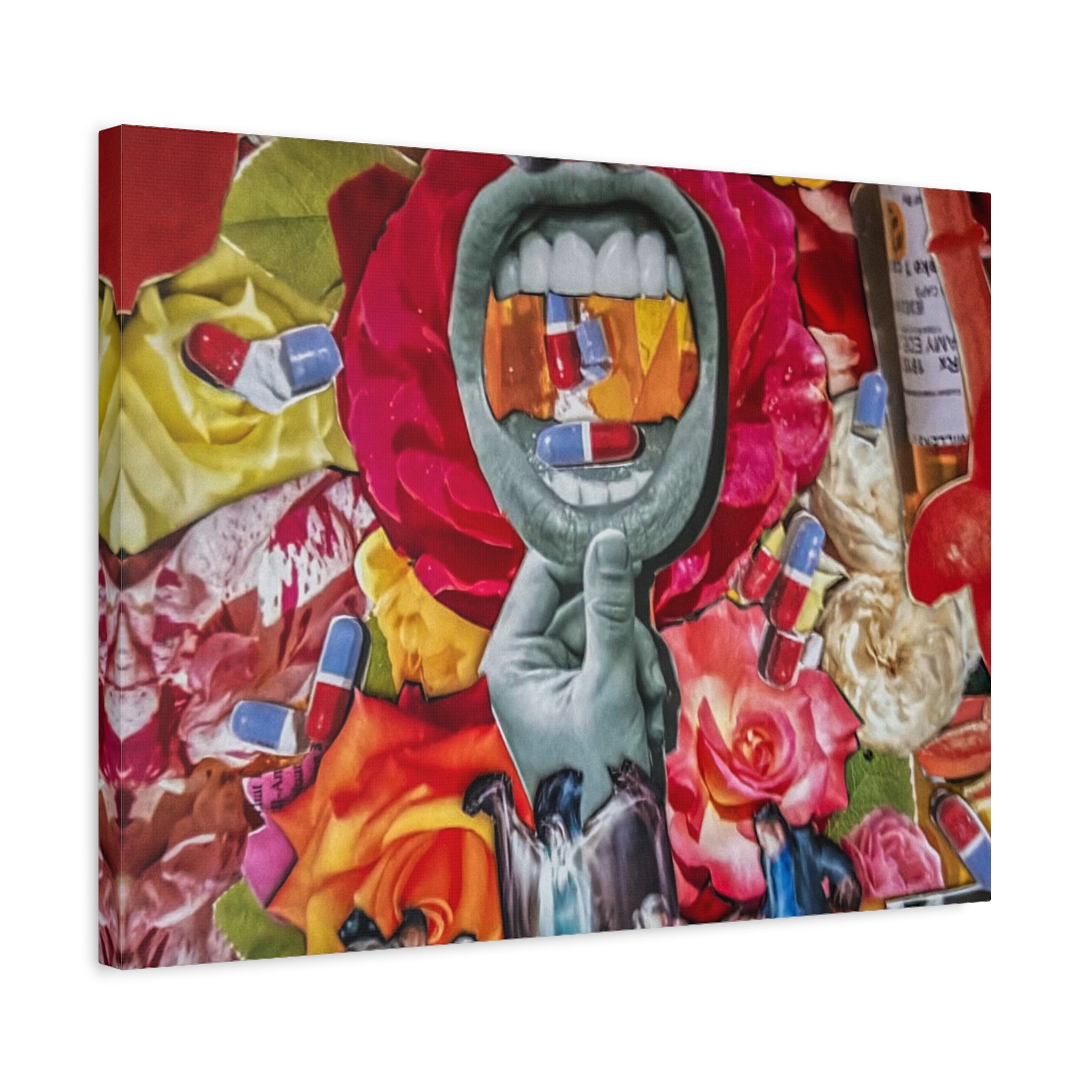 Surreal Medicine Canvas Art — Mouth of Pills Pop-Art Wall Decor