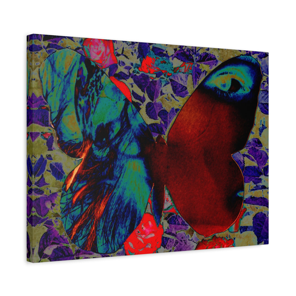 Surreal Butterfly Eye Matte Canvas Wall Art — Vibrant Pop-Art Floral Print