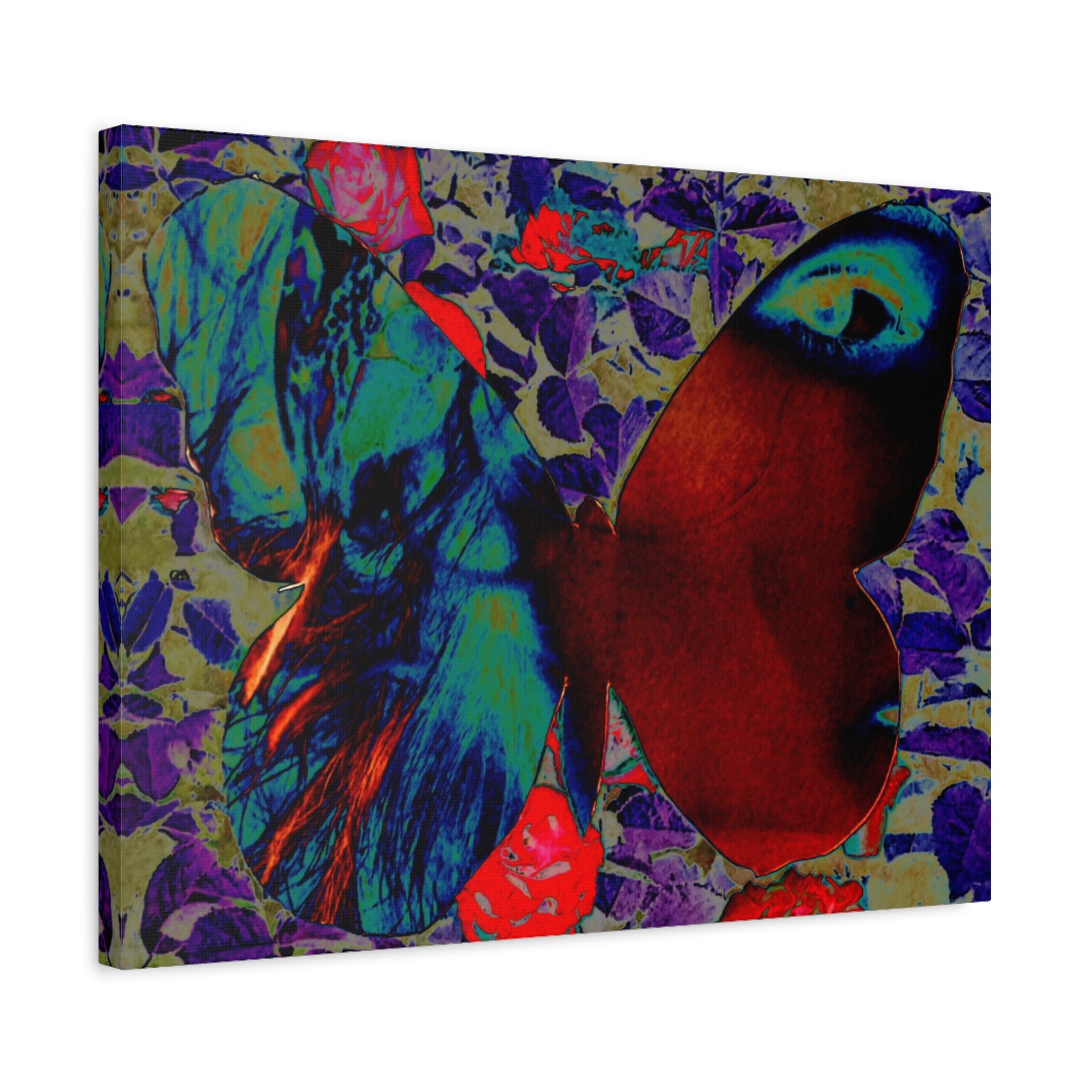 Surreal Butterfly Eye Matte Canvas Wall Art — Vibrant Pop-Art Floral Print