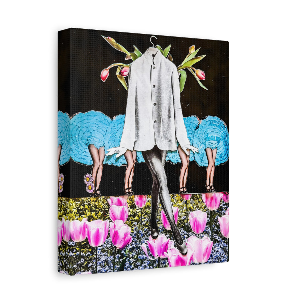 Vintage Showgirls Canvas Art — Floral Tulip Stage Wall Decor (Matte Stretched)