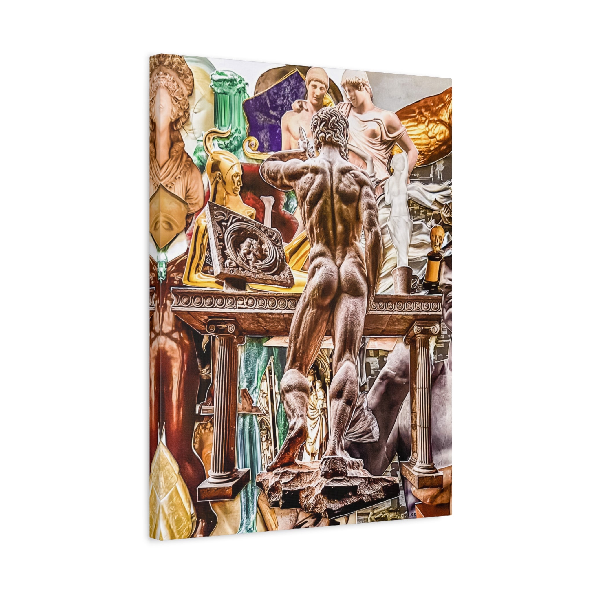 Classical Sculpture Collage Canvas Print — Vintage Museum Art Wall Decor