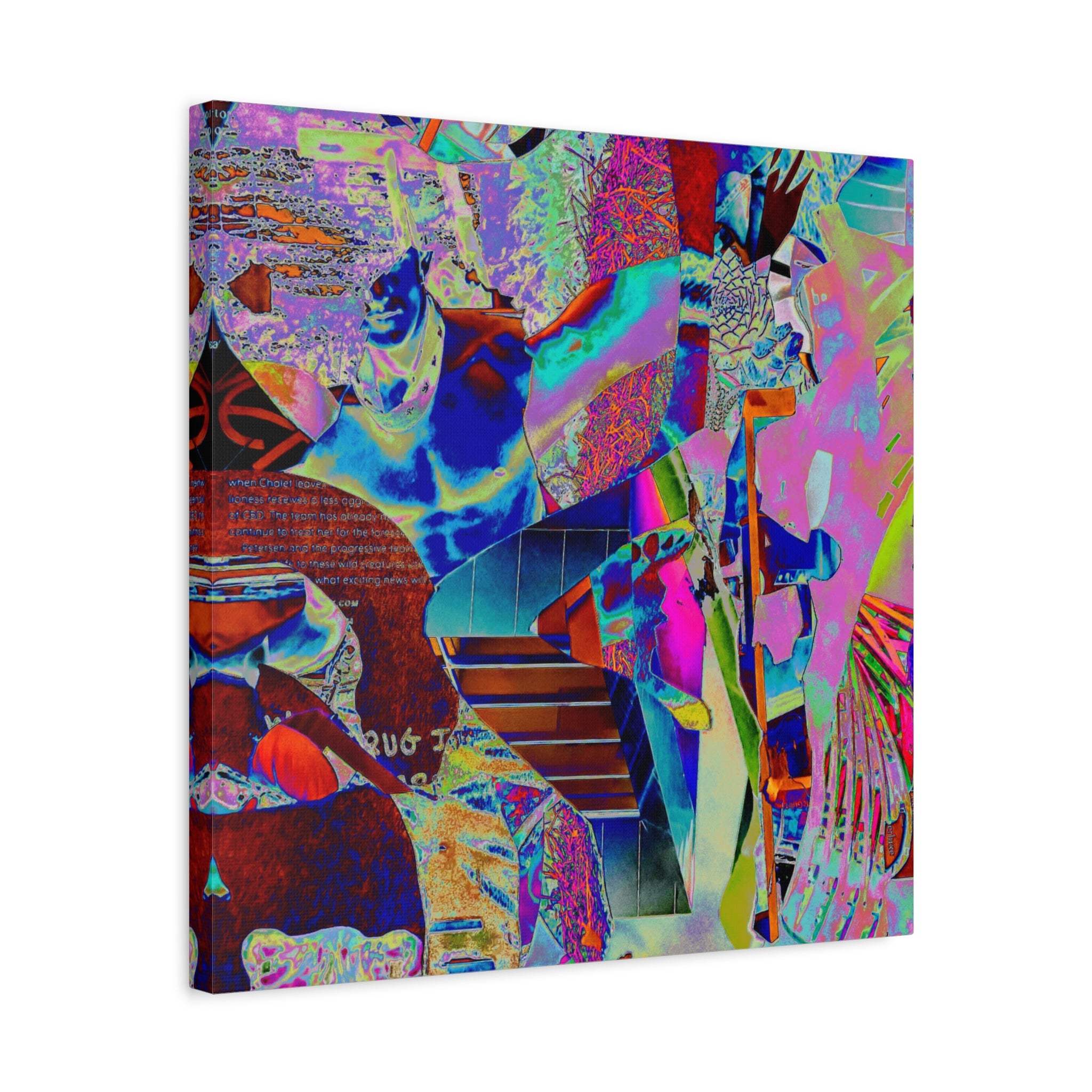 Abstract Neon Collage Canvas