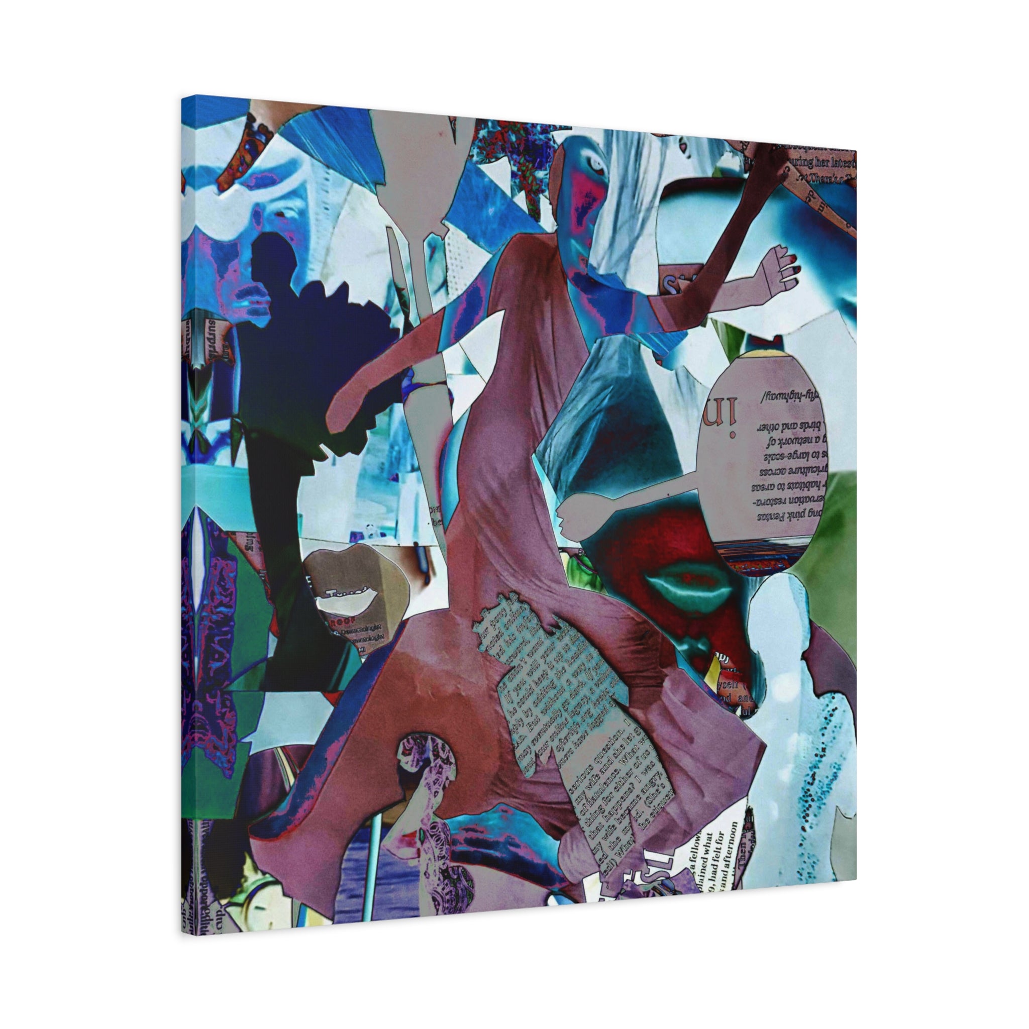Abstract Collage Matte Canvas Wall Art — Vibrant Surreal Dance Scene