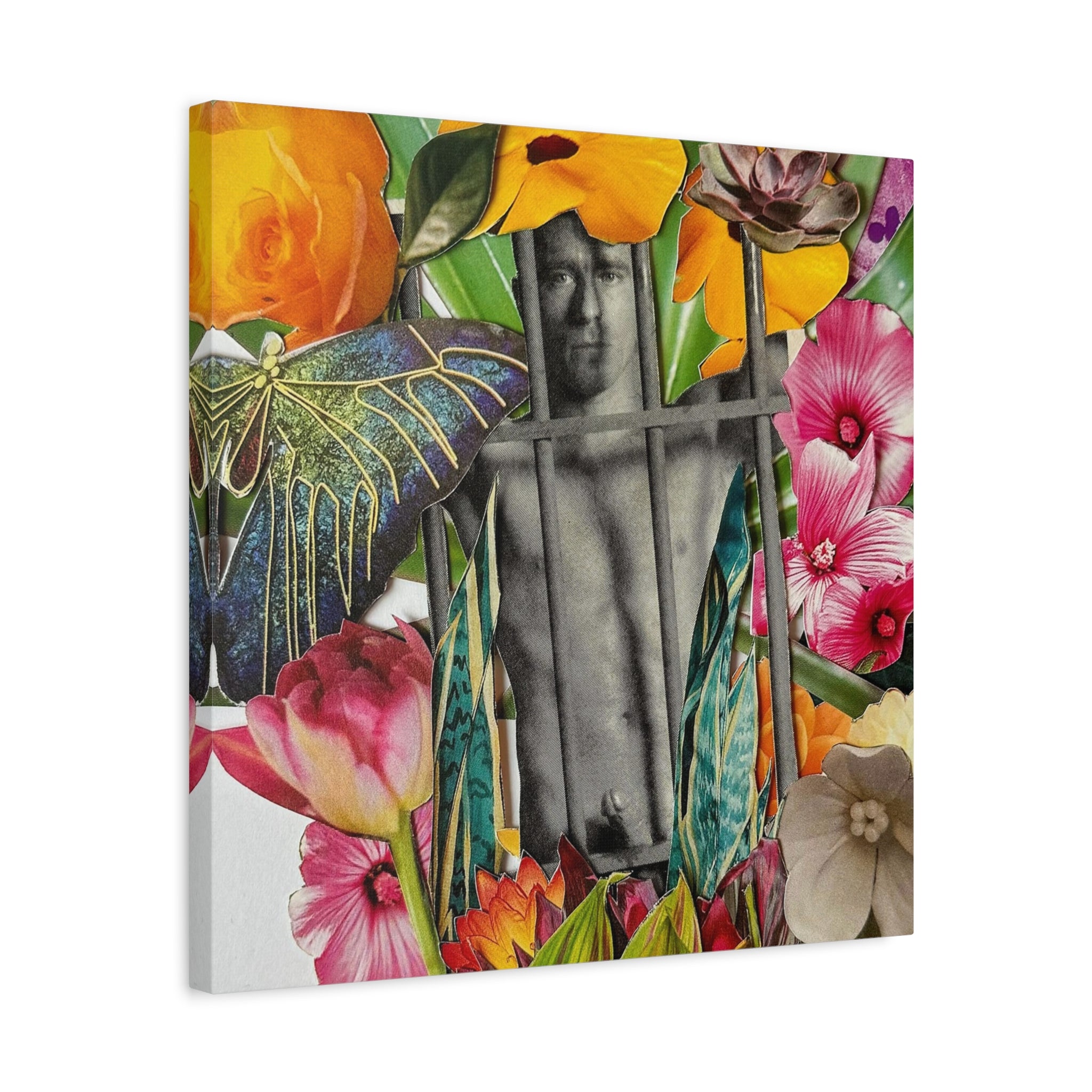 Floral Prisoner Matte Canvas Wall Art — Surreal Photo Collage Stretched Canvas