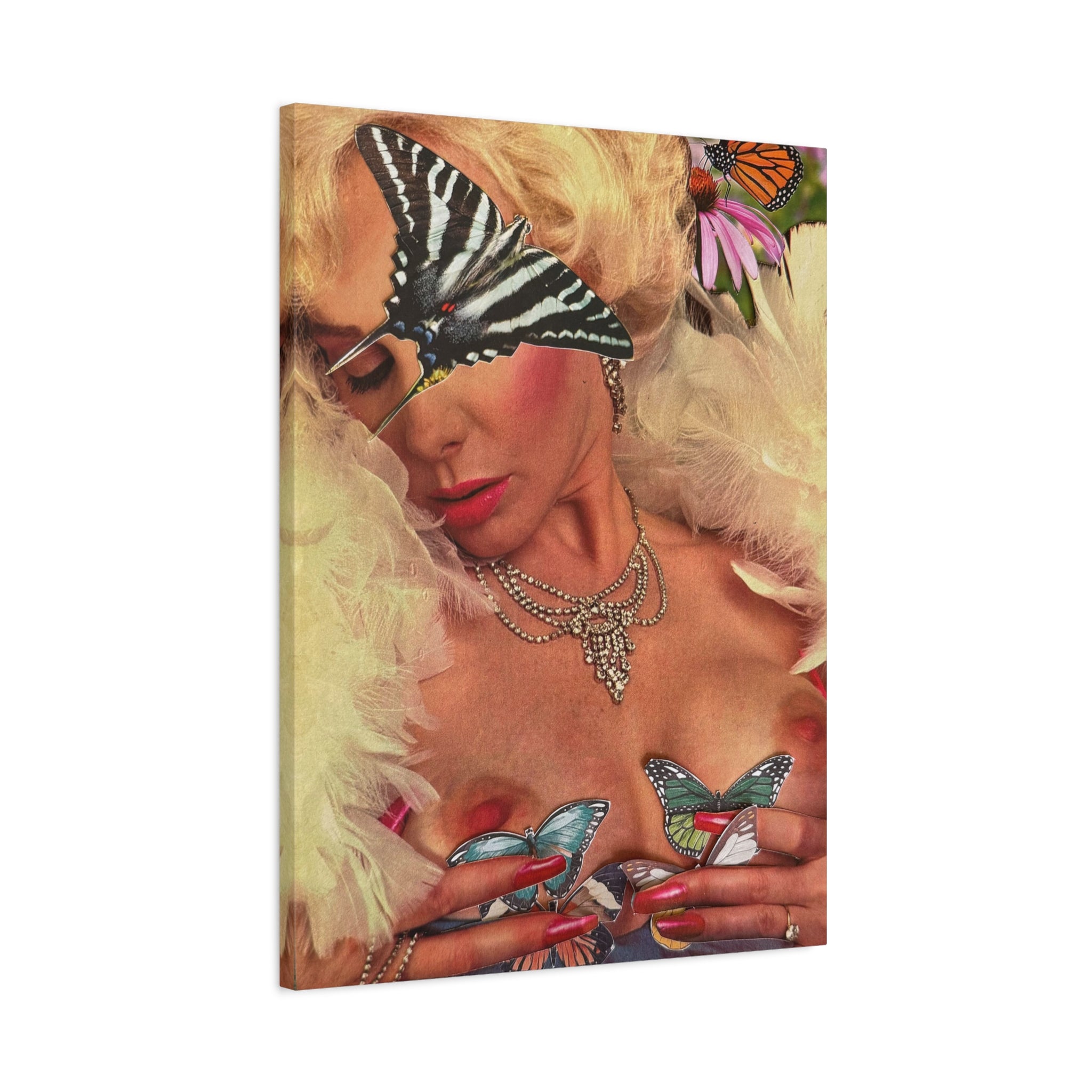 Vintage Pin-Up Butterfly Canvas Print — Matte Stretched Wall Art