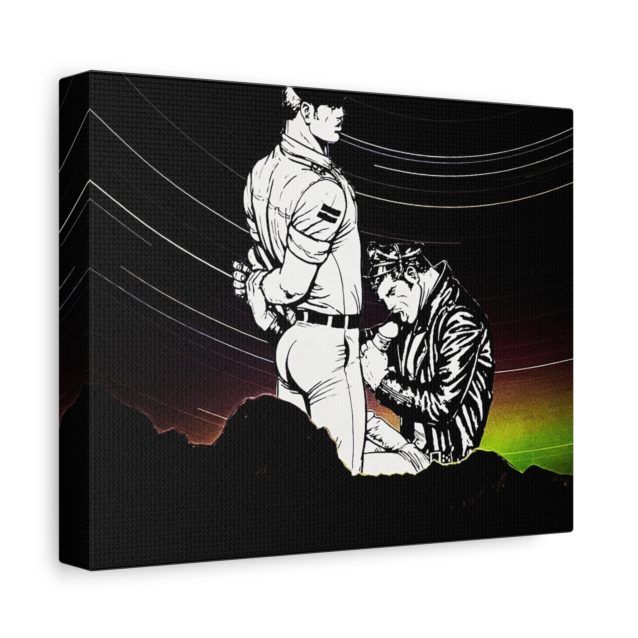 Matte Stretched Canvas - Vintage Leather Embrace Art