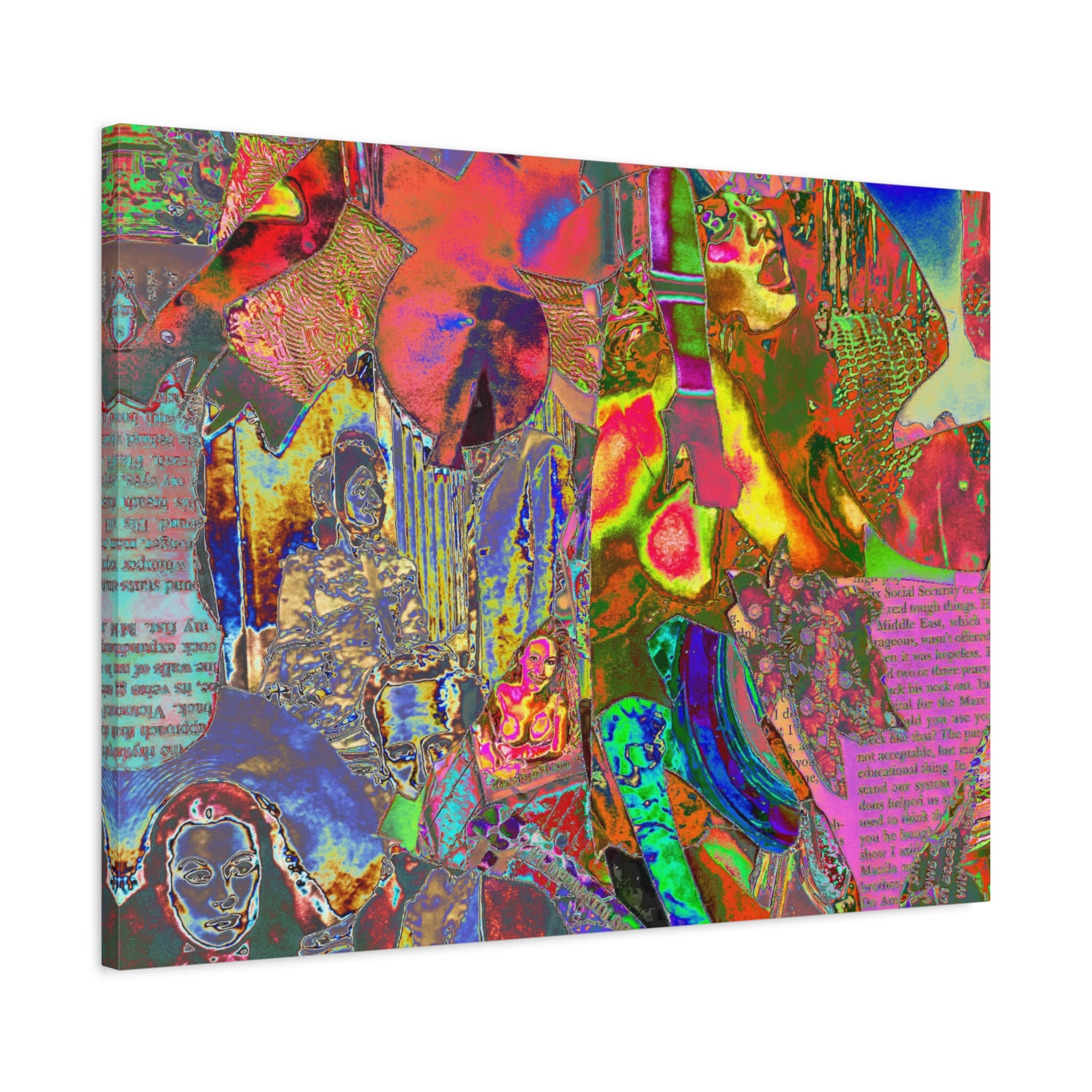 Abstract Neon Collage Canvas Print — Vibrant Psychedelic Wall Art
