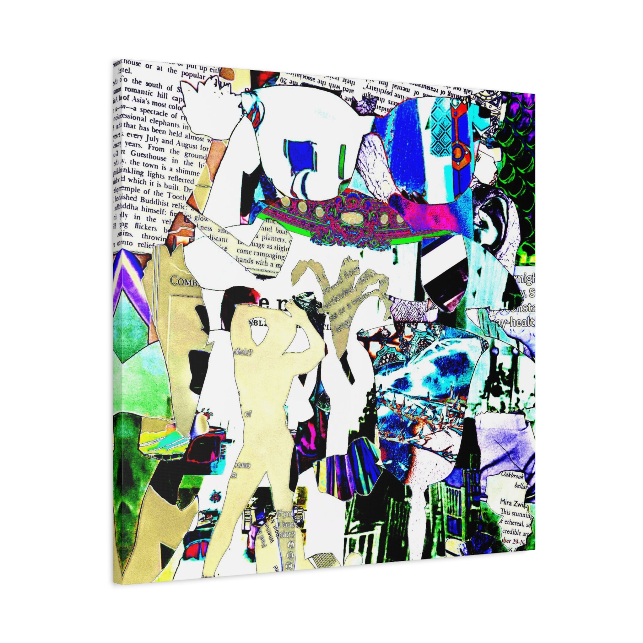 Abstract Pop Collage Canvas Wall Art – Colorful Mixed-Media Print