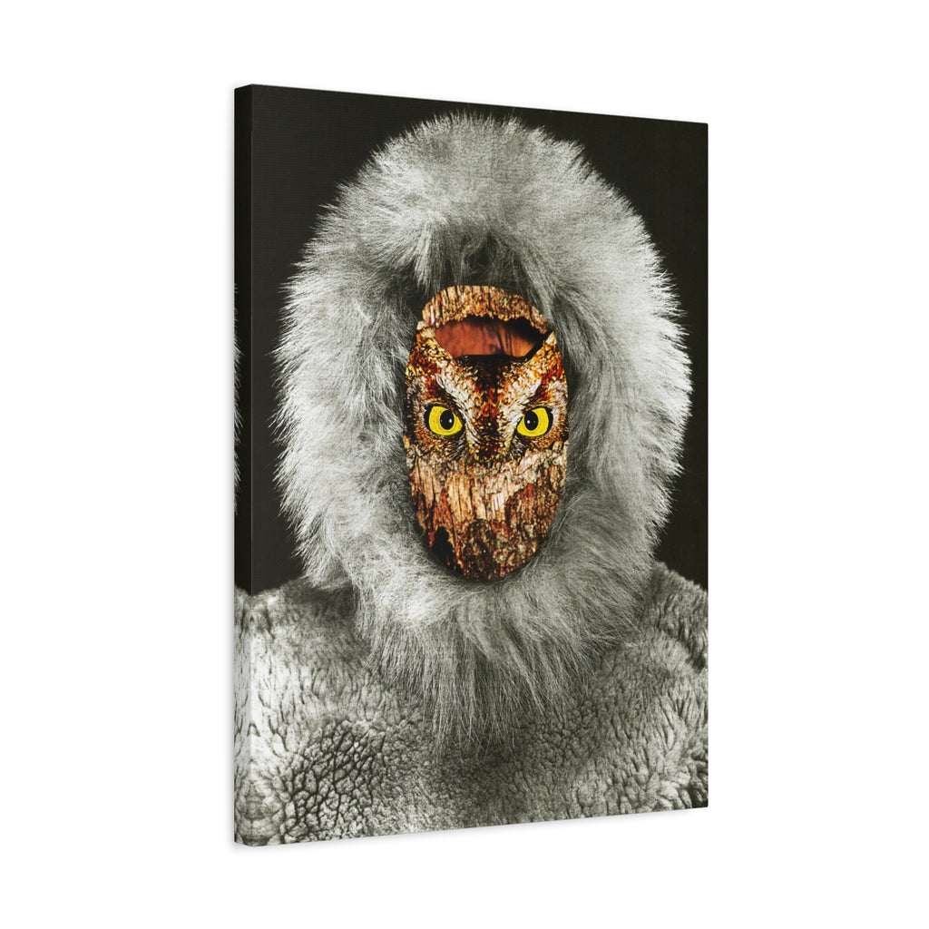 Owl-Faced Fur Parka Matte Canvas Print