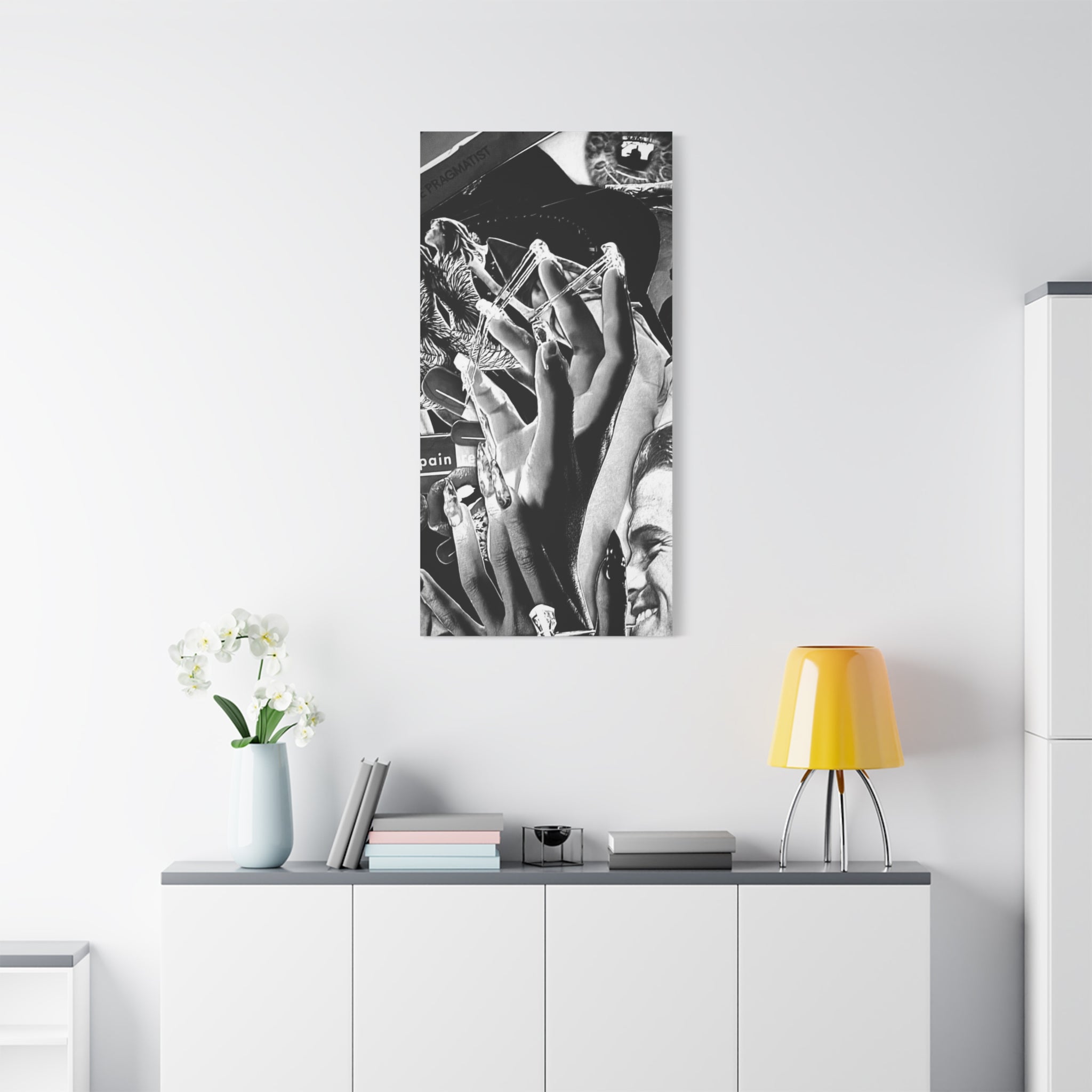 Surreal Black & White Collage Matte Canvas Print