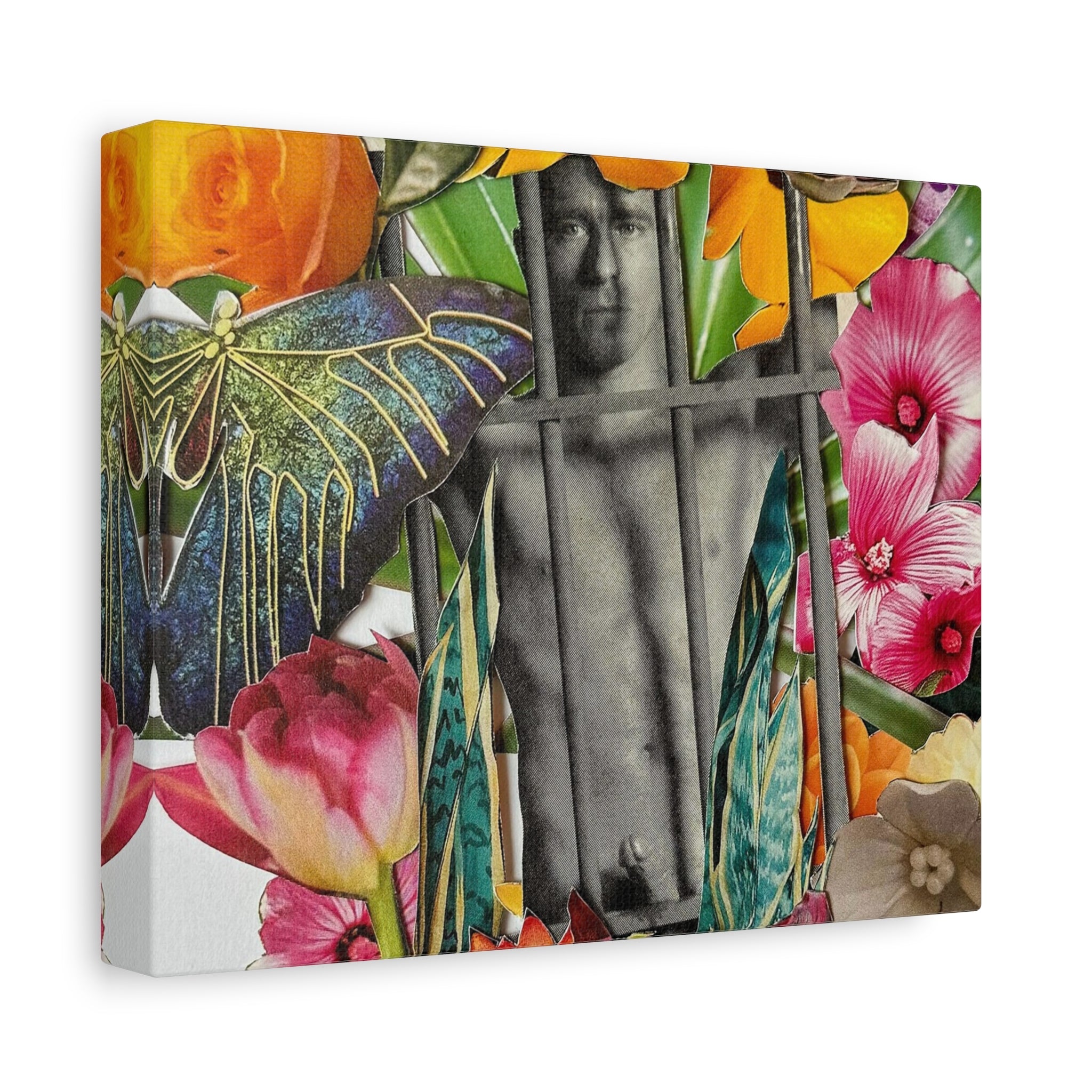 Floral Prisoner Matte Canvas Wall Art — Surreal Photo Collage Stretched Canvas
