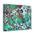 Abstract Floral Burst Matte Canvas Wall Art — Teal Red Stretched Canvas