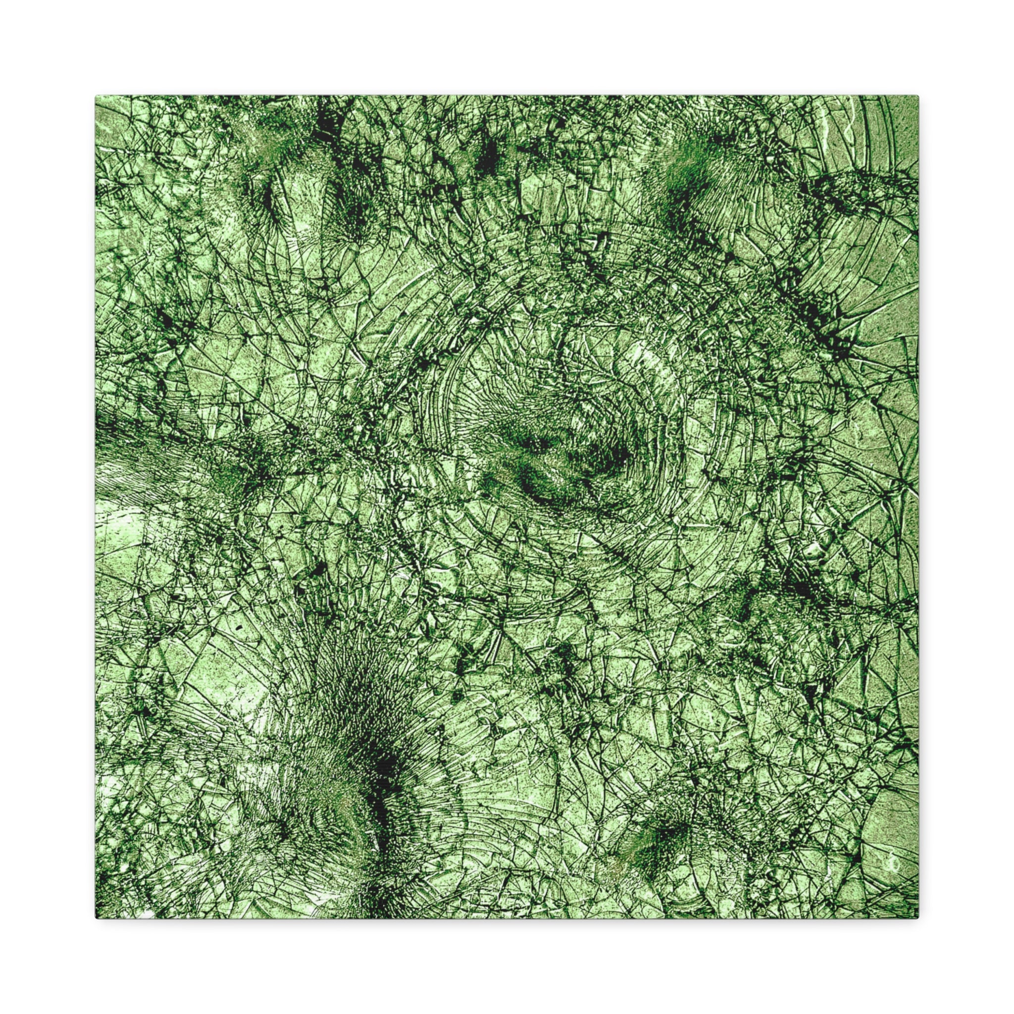 Abstract Green Texture Canvas Print — Organic Fractal Wall Art