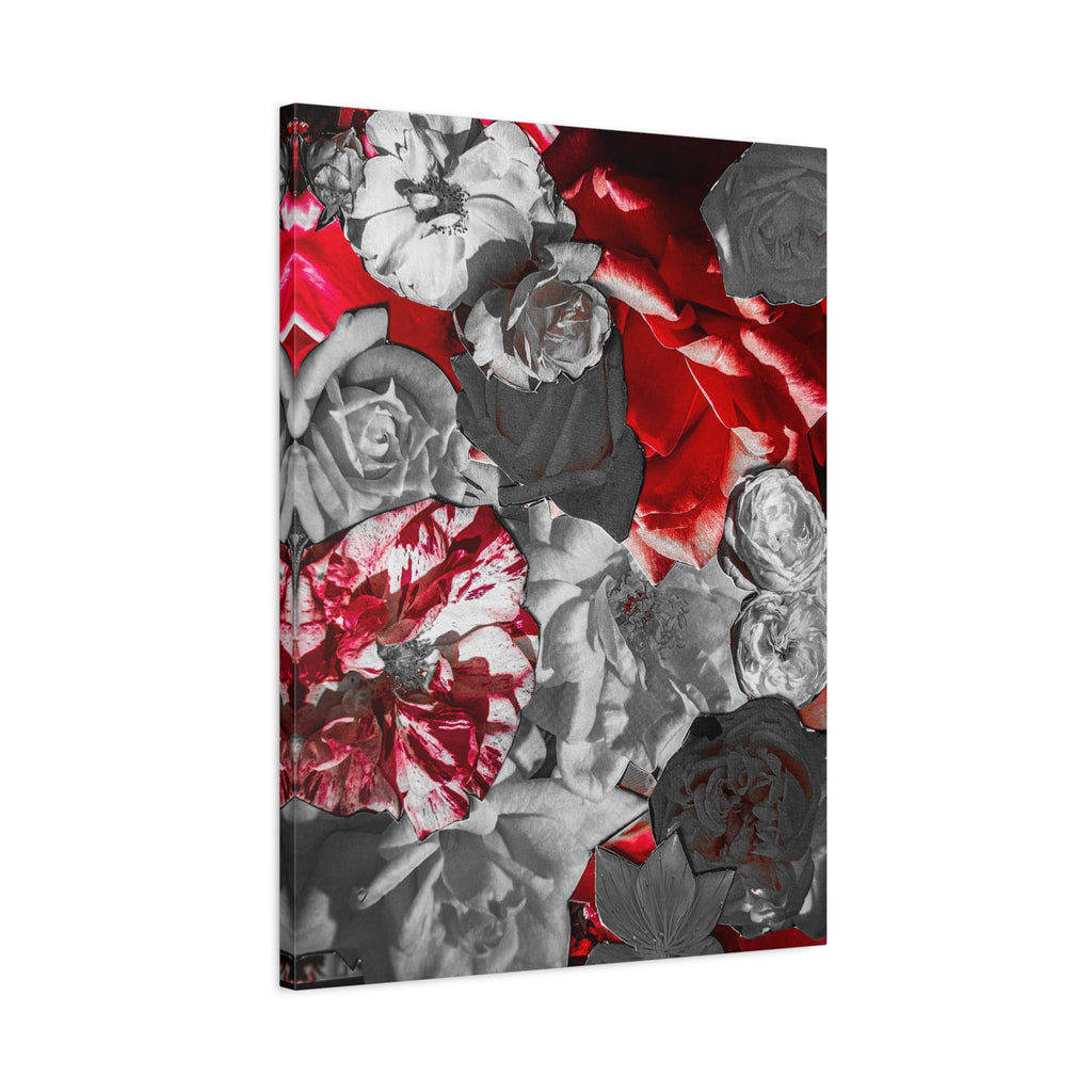 Red & Gray Floral Matte Canvas Wall Art — Stretched 1.25"