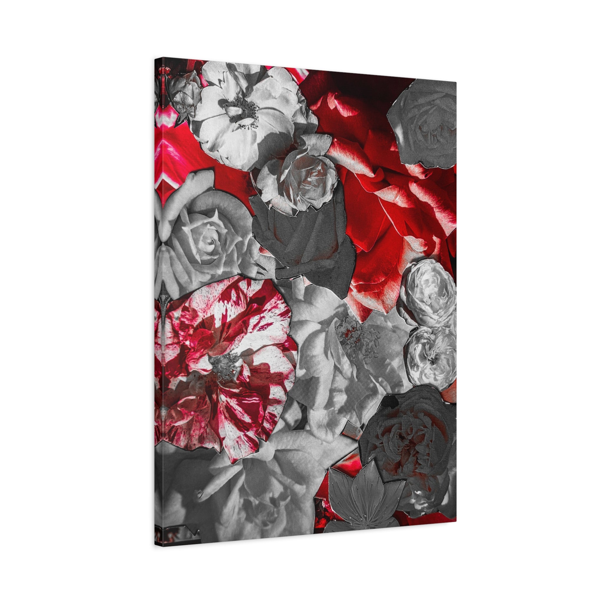 Red & Gray Floral Matte Canvas Wall Art — Stretched 1.25"