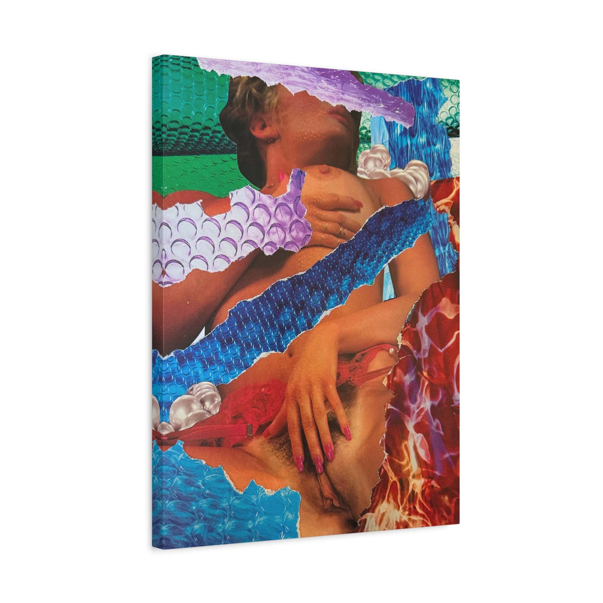 Abstract Collage Matte Canvas Wall Art — Sensual Mixed-Media Print